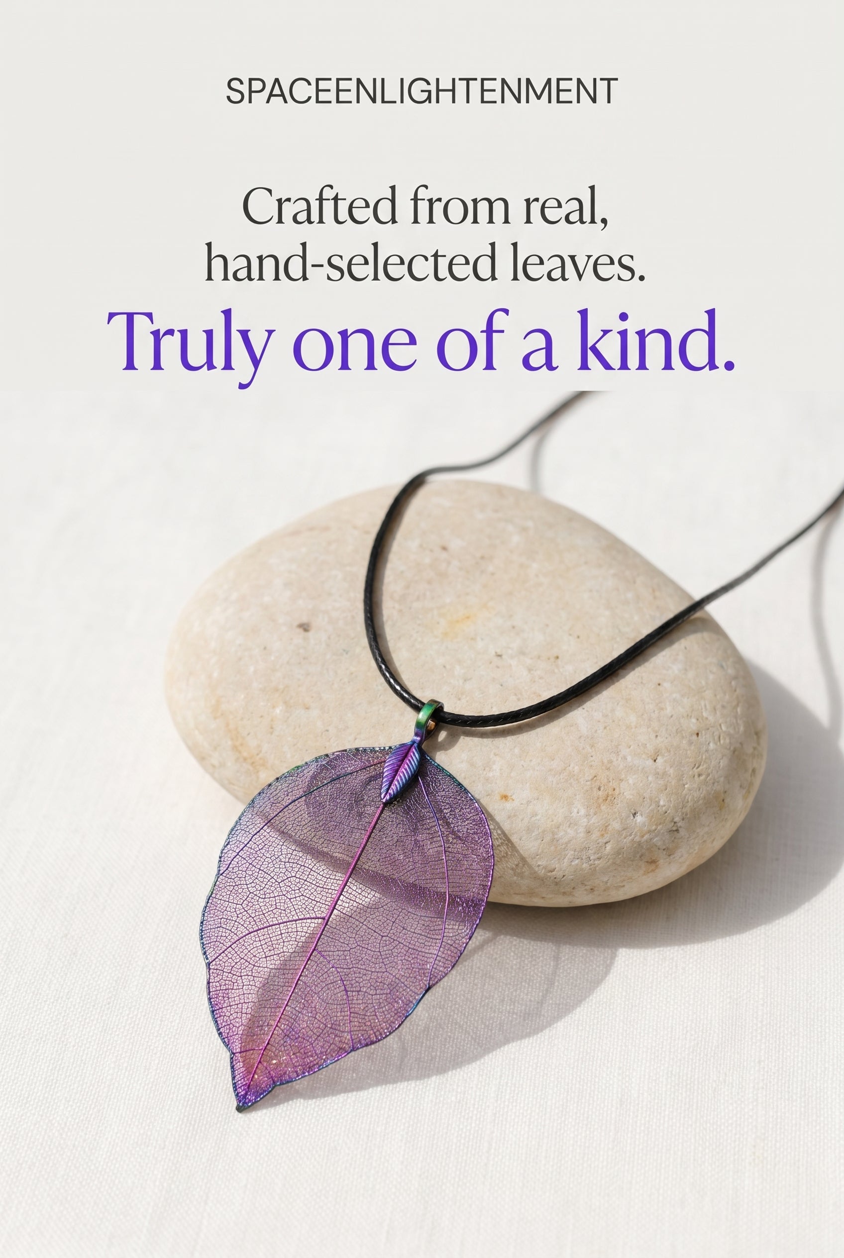 Natural Leaf Necklace Purple Iridescent Luminous Multicoloured