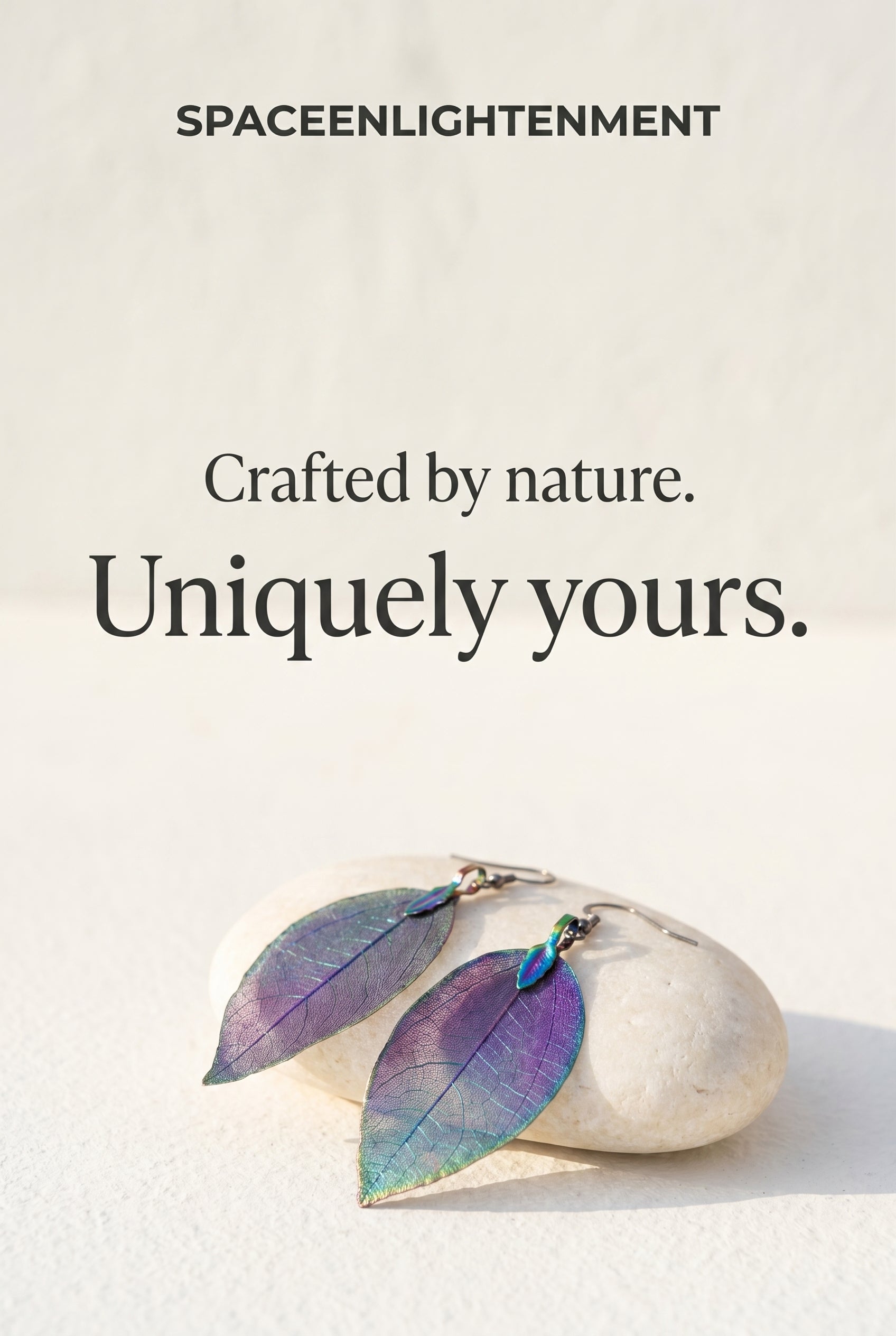 Leaf Earrings, Luminous Iridescent Purple Real Nature Handcrafted Design
