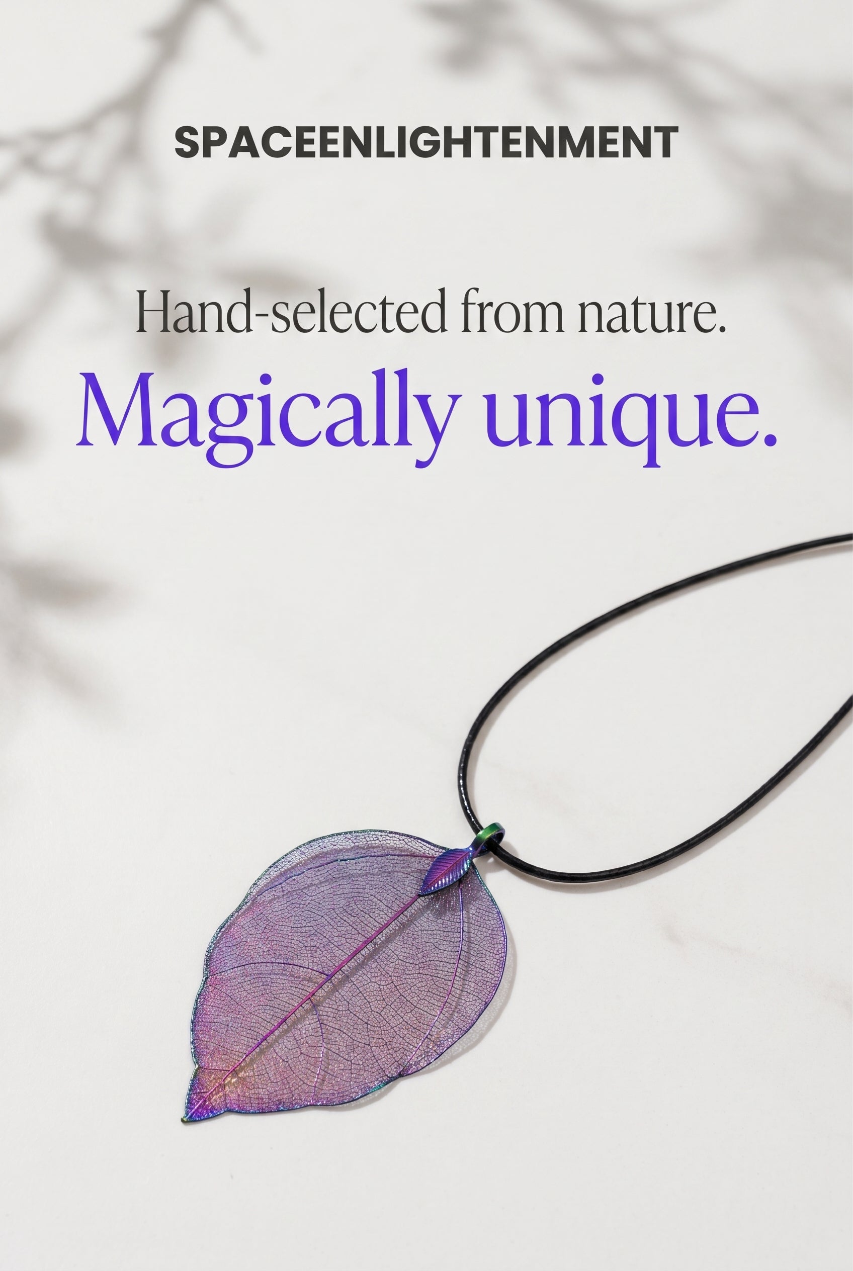 Natural Leaf Necklace Purple Iridescent Luminous Multicoloured