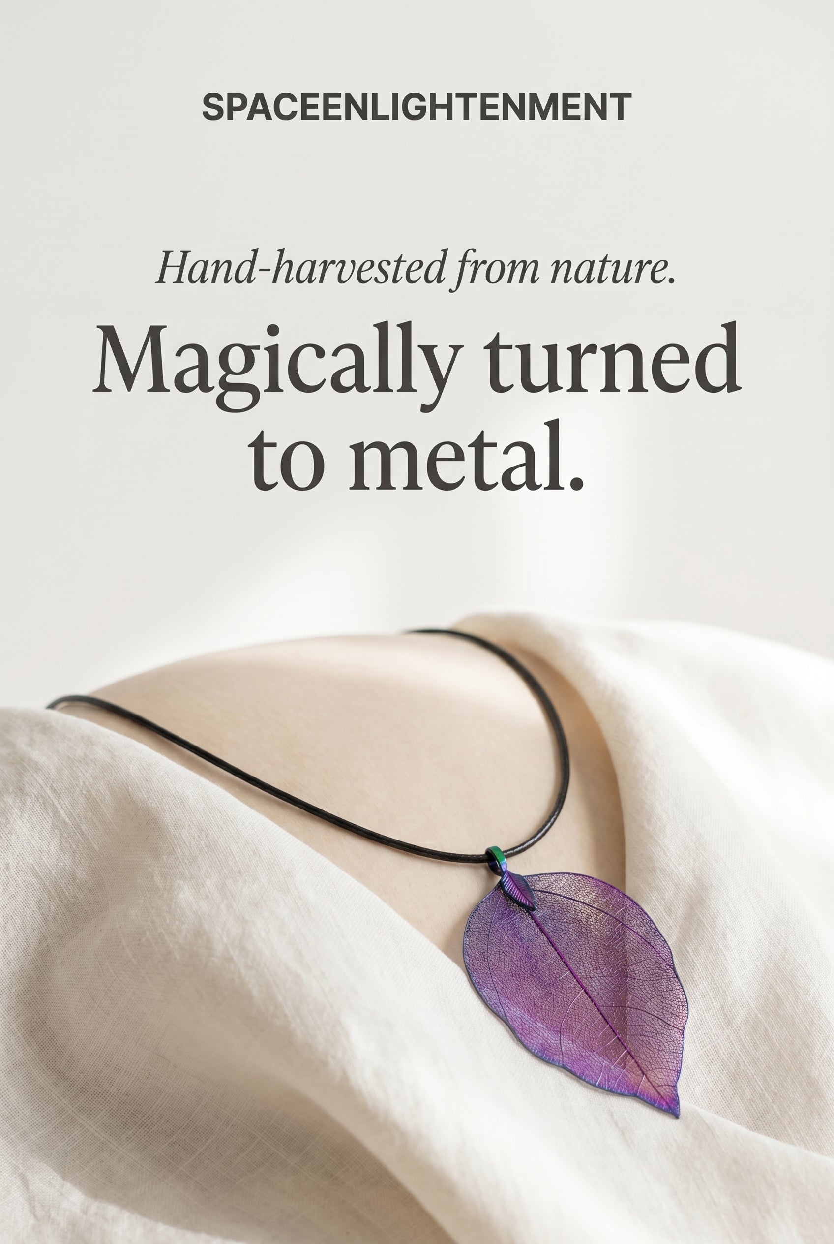 Natural Leaf Necklace Purple Iridescent Luminous Multicoloured