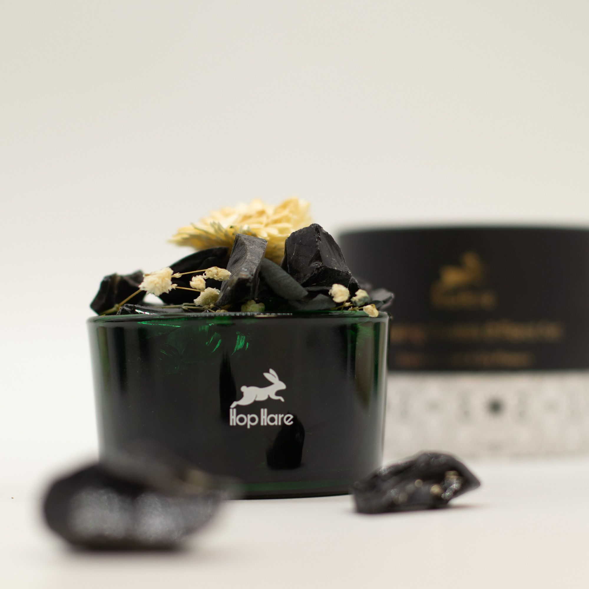 Diffuser Crystals & Floral Set Black Obsidian Crystals With Soft Dried Flowers