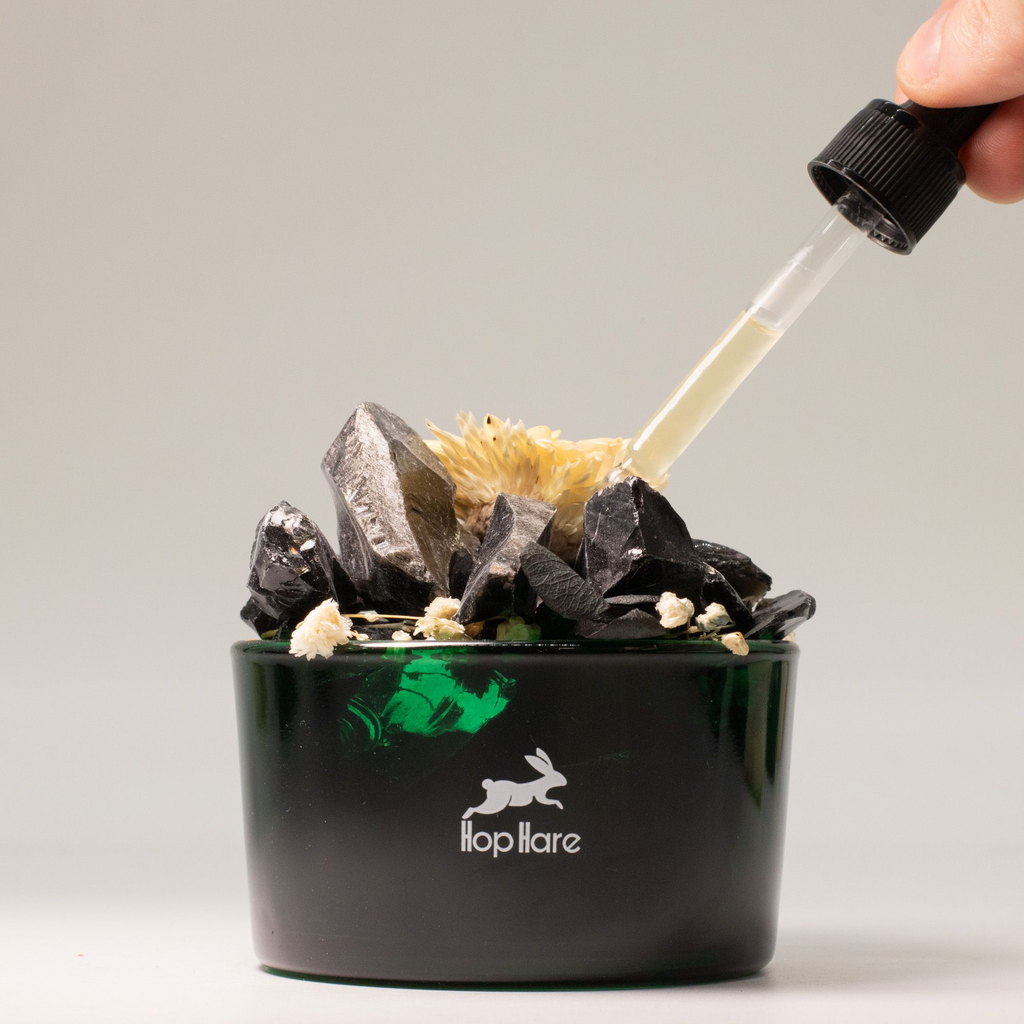 Diffuser Crystals & Floral Set Black Obsidian Crystals With Soft Dried Flowers
