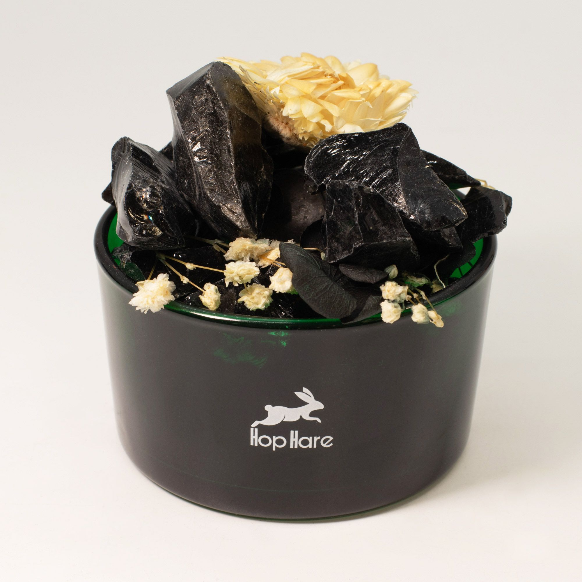 Diffuser Crystals & Floral Set Black Obsidian Crystals With Soft Dried Flowers