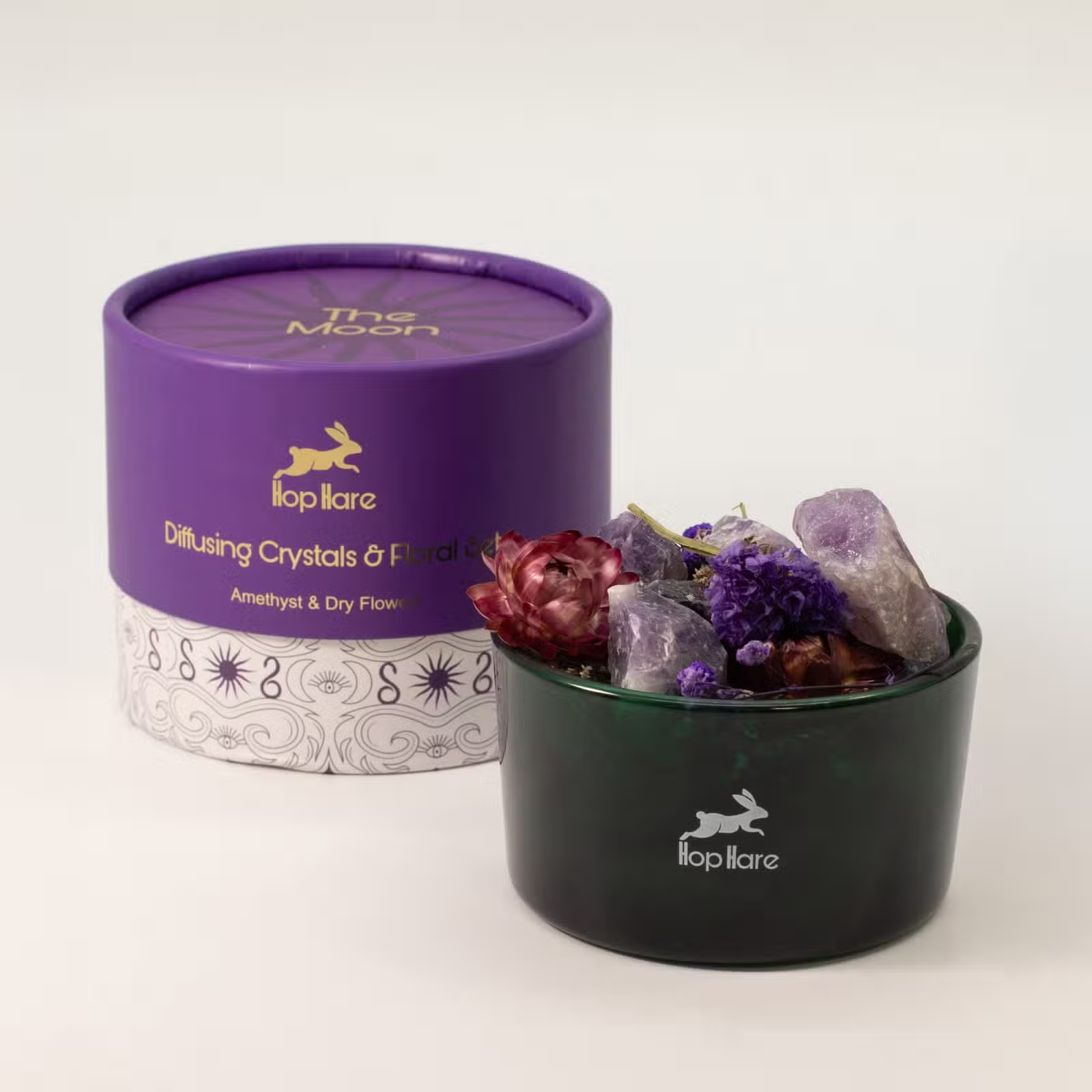 Diffuser Amethyst Crystals & Dried Botanical Floral Aromatherapy Elegant Decor