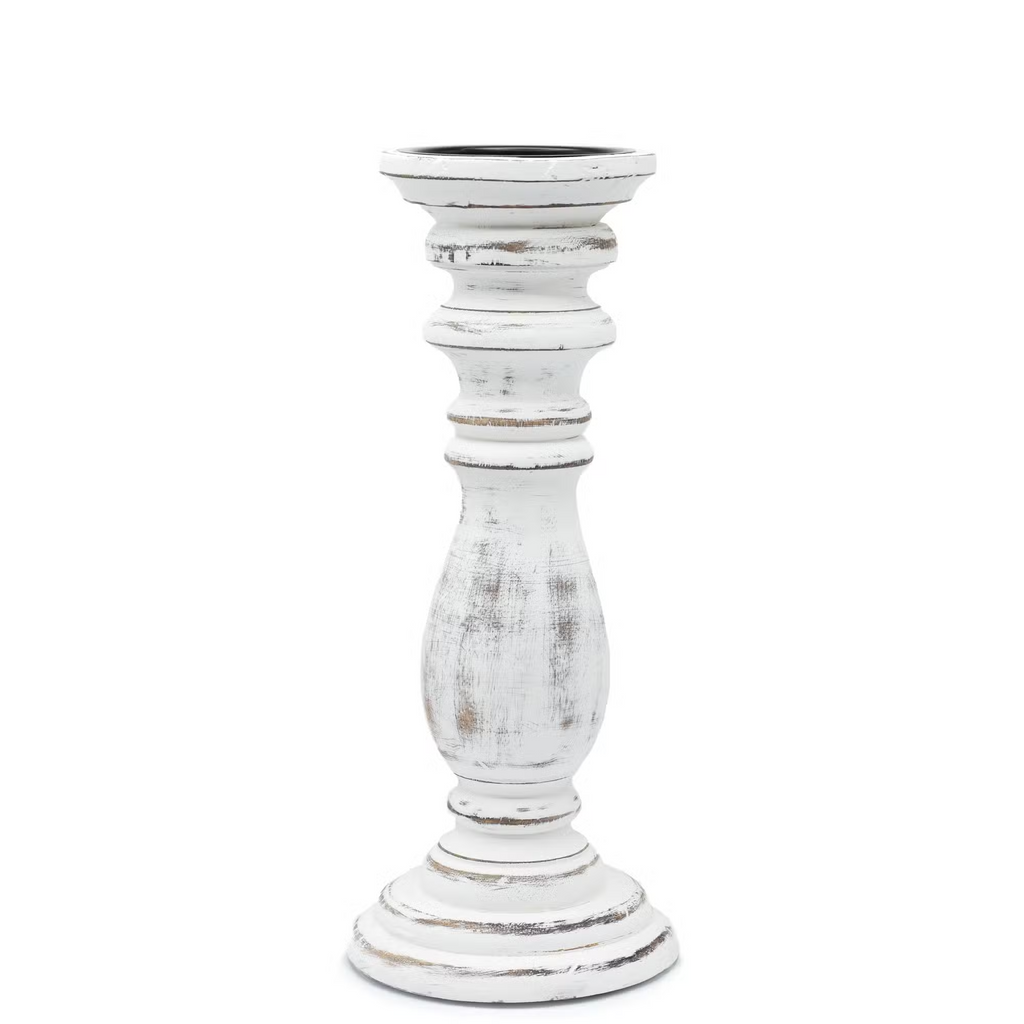 Large Classic Candle Stand Whitewash Natural Wood Grain