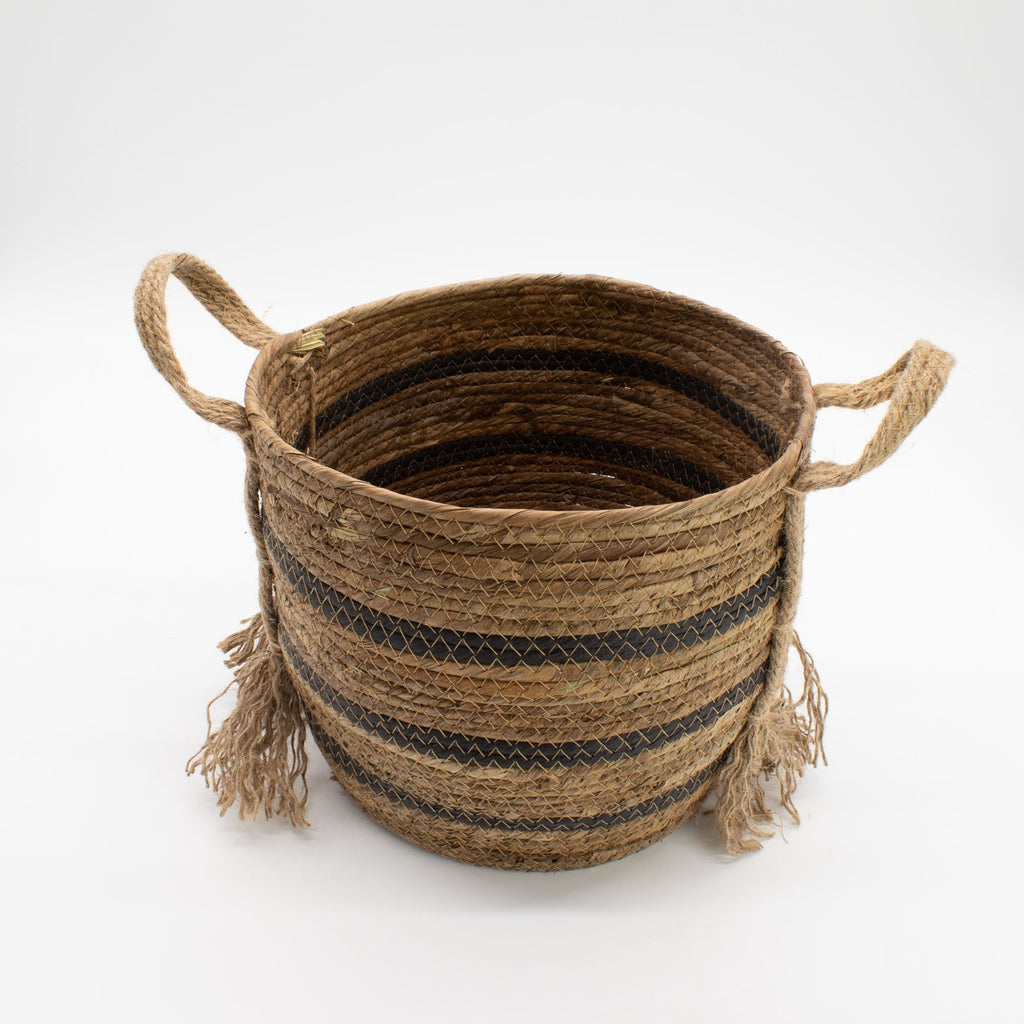 Set of 3 Bananna Leaf & Seagrass Large Baskets Natural Browns