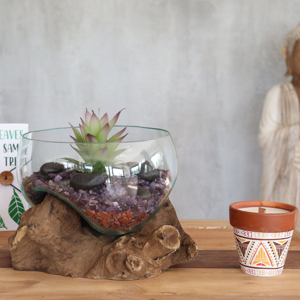 Molten Glass on Wood - Open Large Bowl Ornament