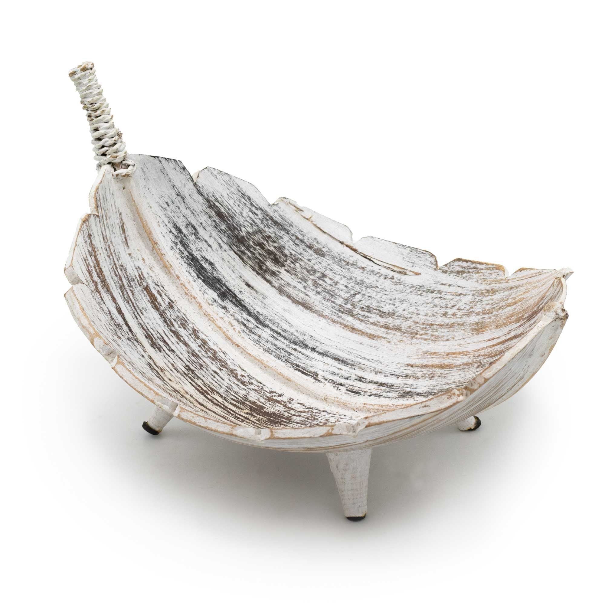Large Fruit Bowl Coconut Leaf Whitewash Natural Texture