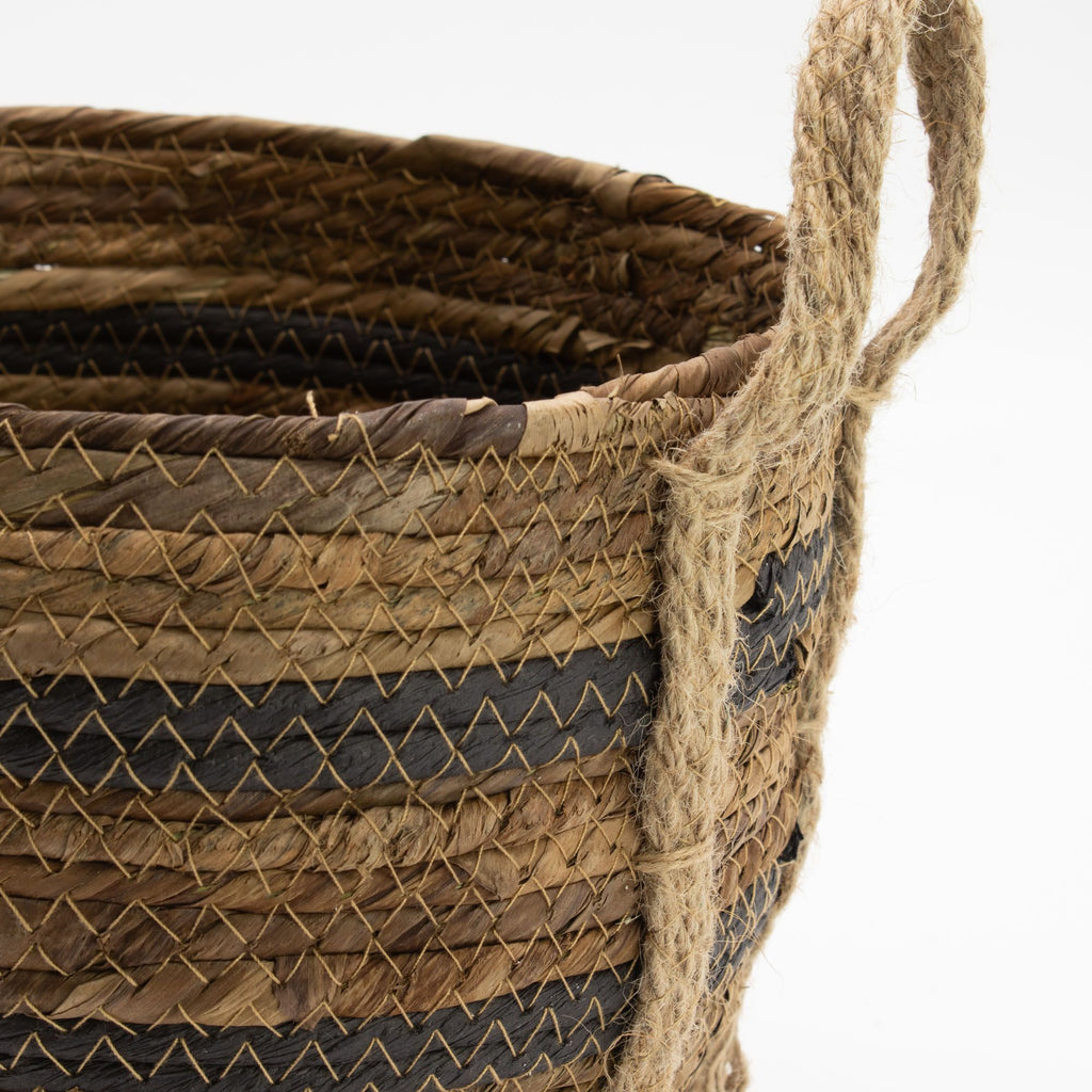 Set of 3 Bananna Leaf & Seagrass Large Baskets Natural Browns