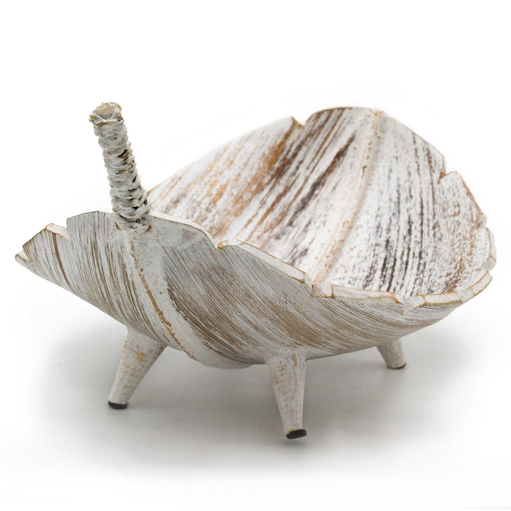 Large Fruit Bowl Coconut Leaf Whitewash Natural Texture