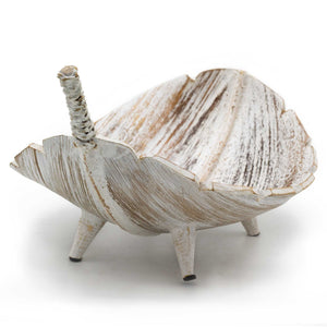 Large Fruit Bowl Coconut Leaf Whitewash Natural Texture