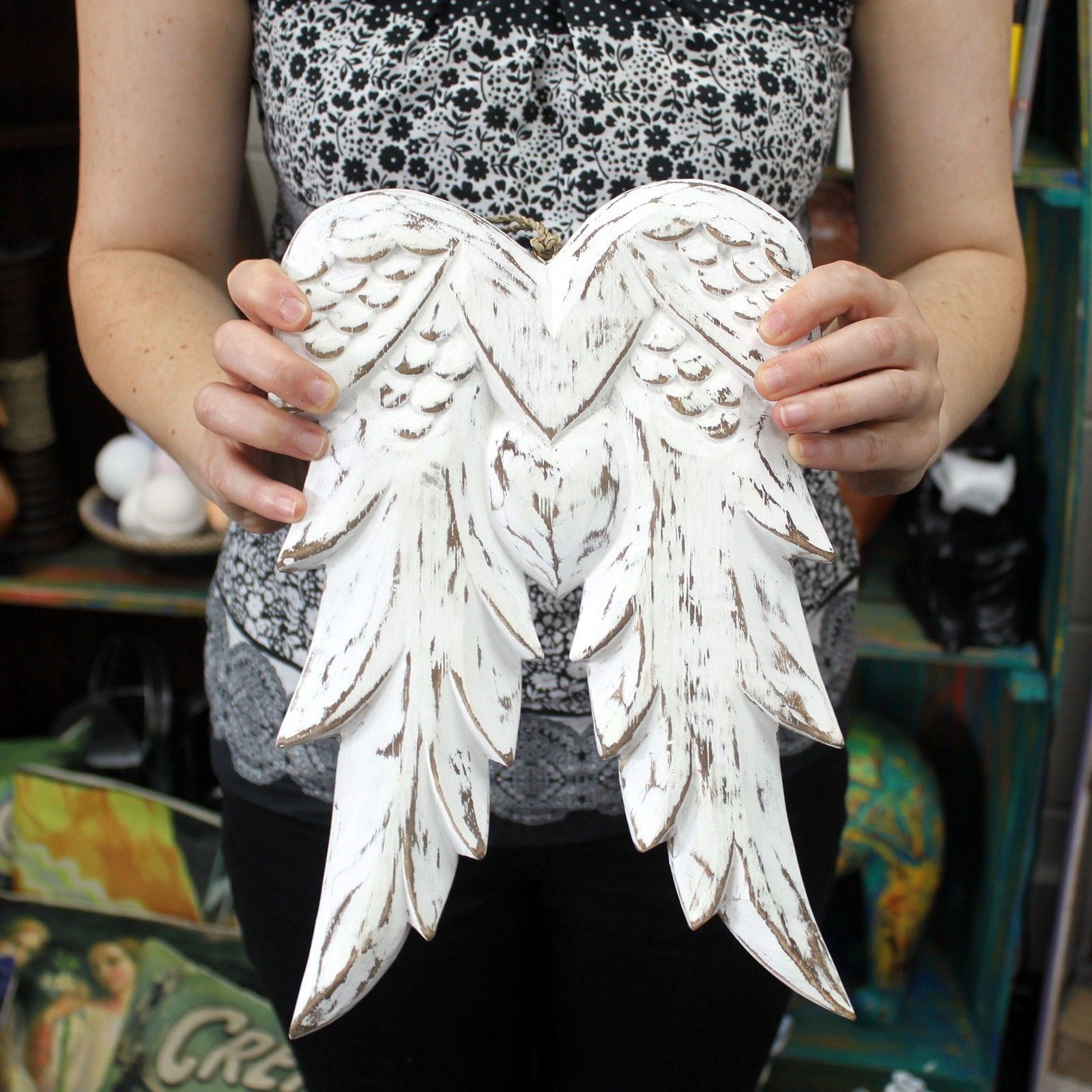 Double Angel Wing Distressed Hand Crafted