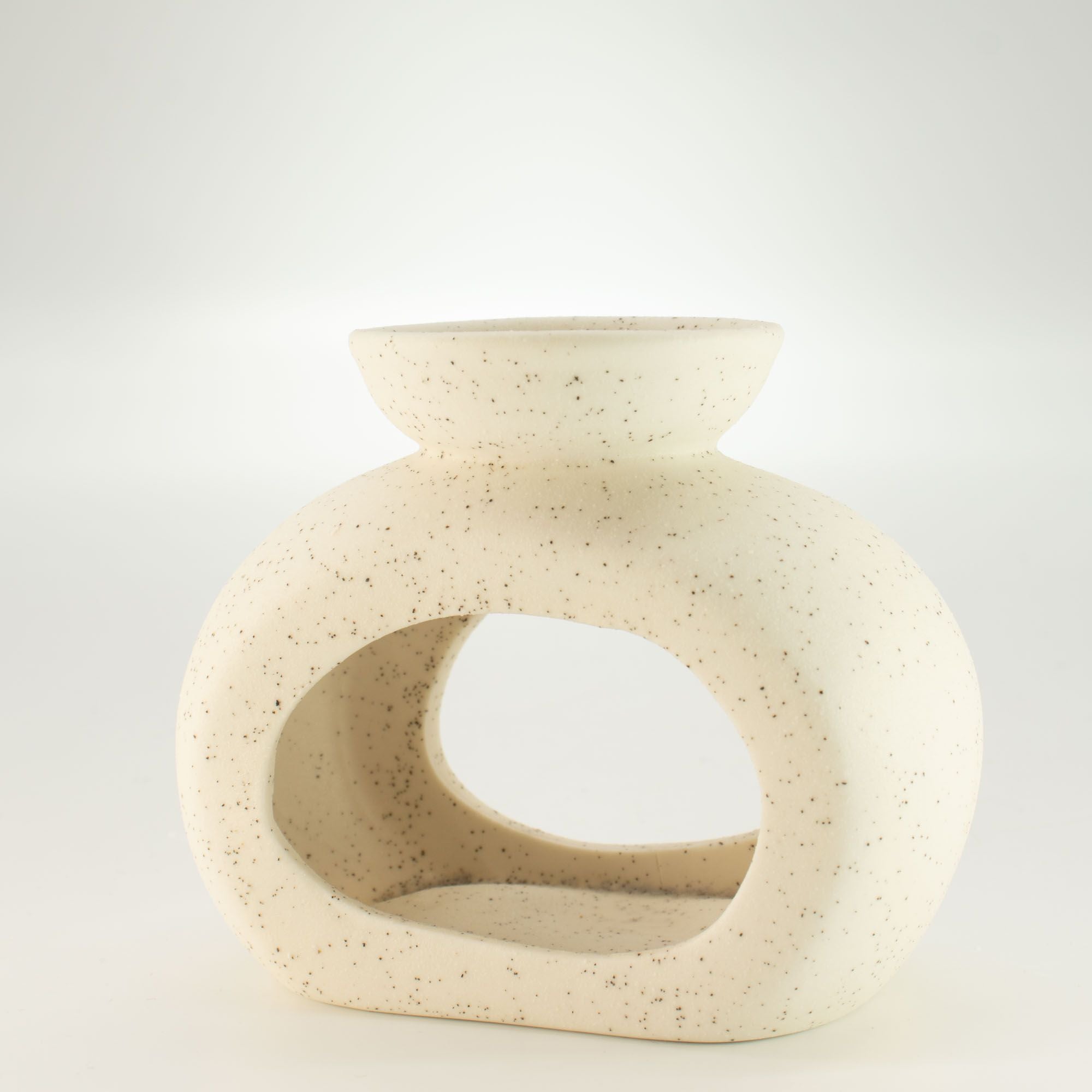 Ceramic Zen Oil Burner Oval Pebble Speckled Off-White