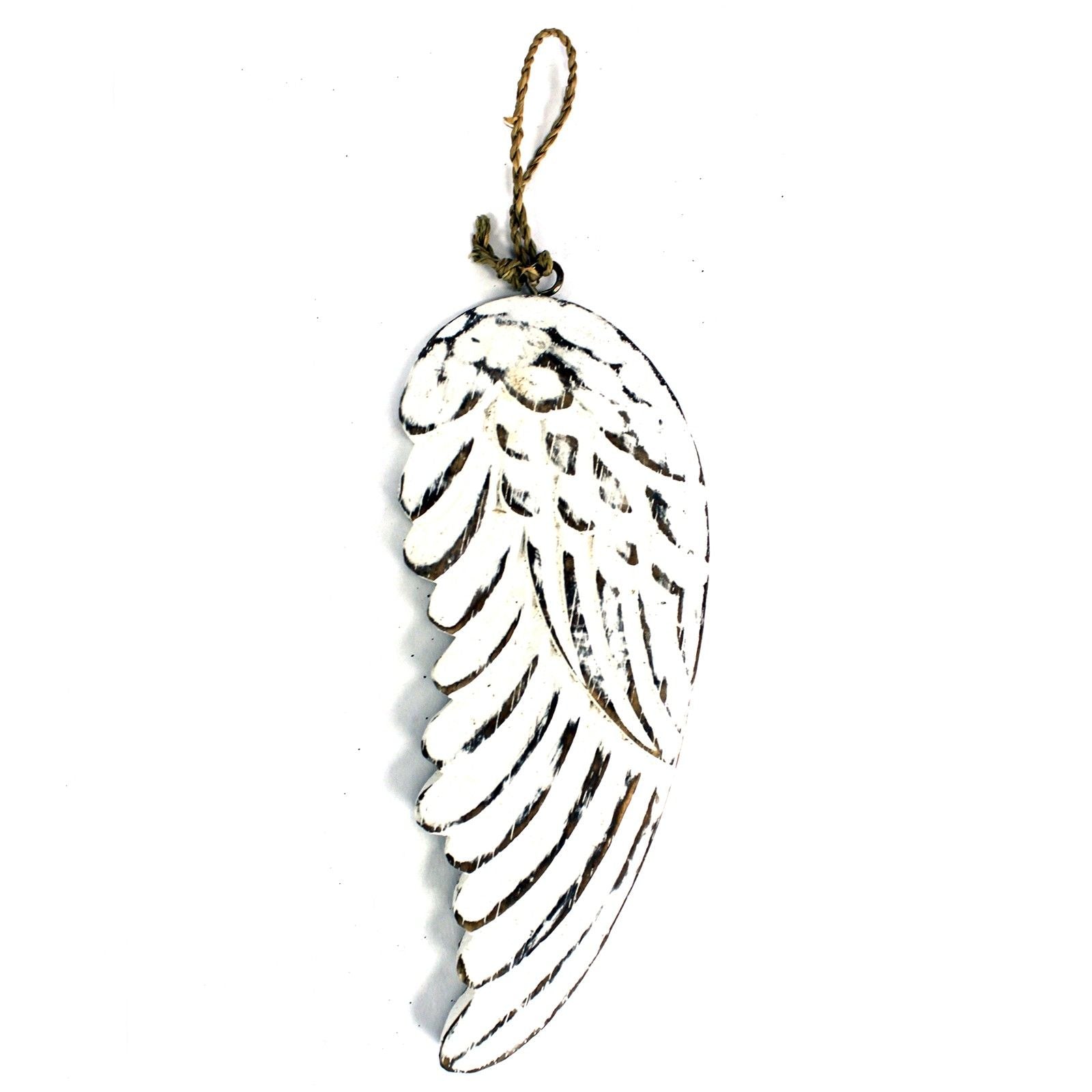 Vintage distressed white-washed angel wings hand-carved from sustainable wood for wall or shelf decor, personalized chalkboard back