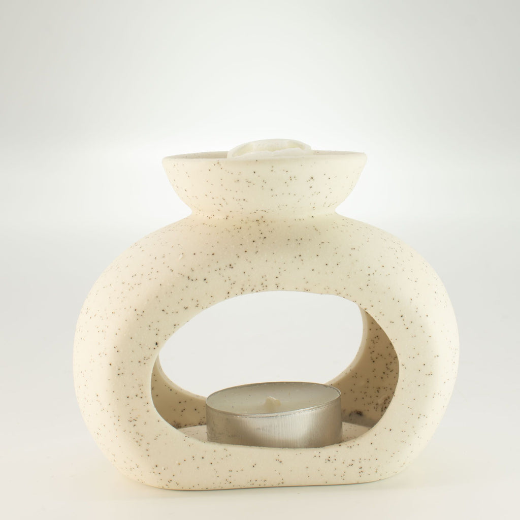 Ceramic Zen Oil Burner Oval Pebble Speckled Off-White