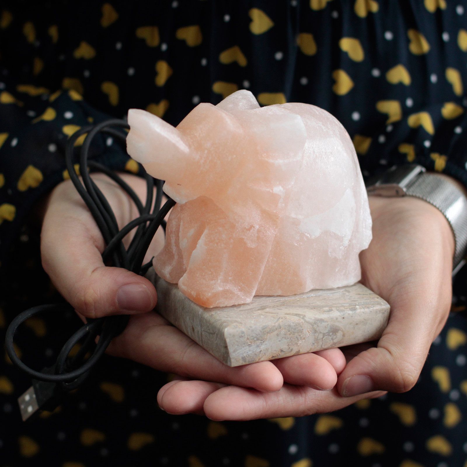 Himalayan Crystal Salt Lamp - USB Elephant Shaped (Multi)