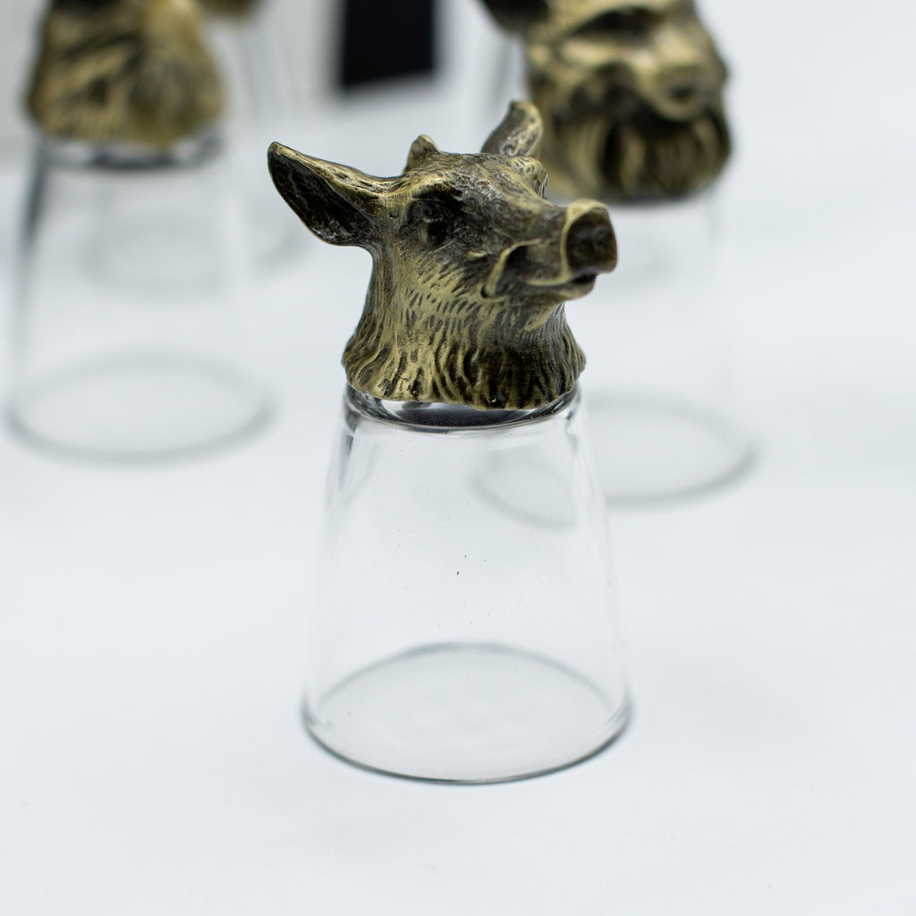 Gift Set of 12 Bottom Up Shot Glasses (25ml) - Forest & Mystical Creatures - Antique Bronze
