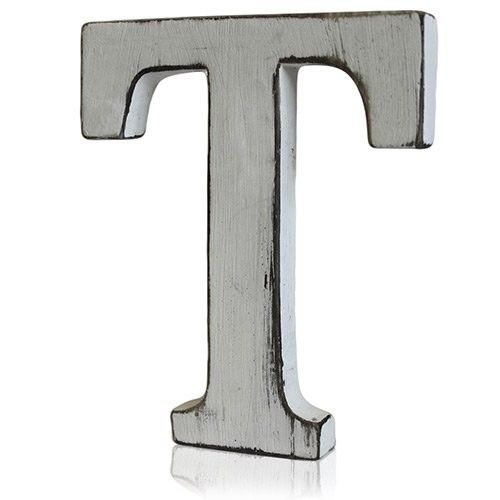 Shabby Chic Letter - T Hand Carved