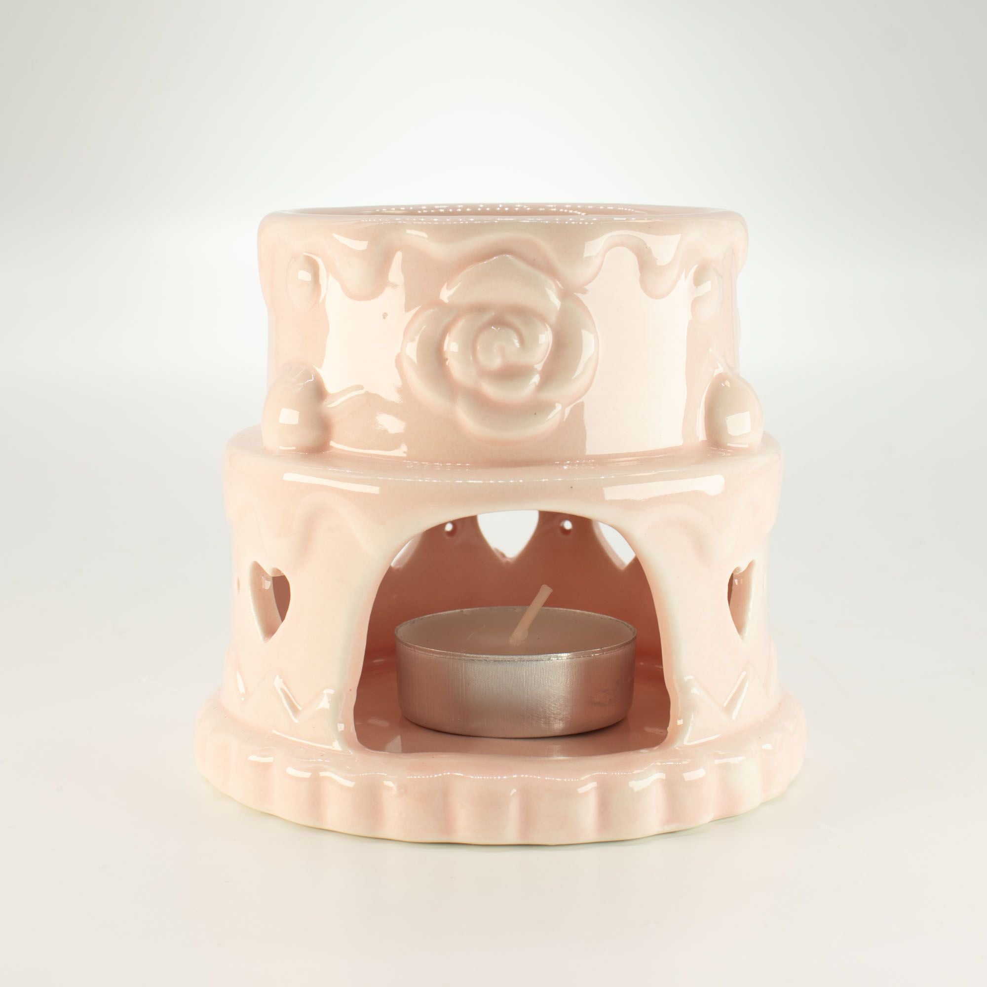 Ceramic Pink Oil Burner Hearts Design