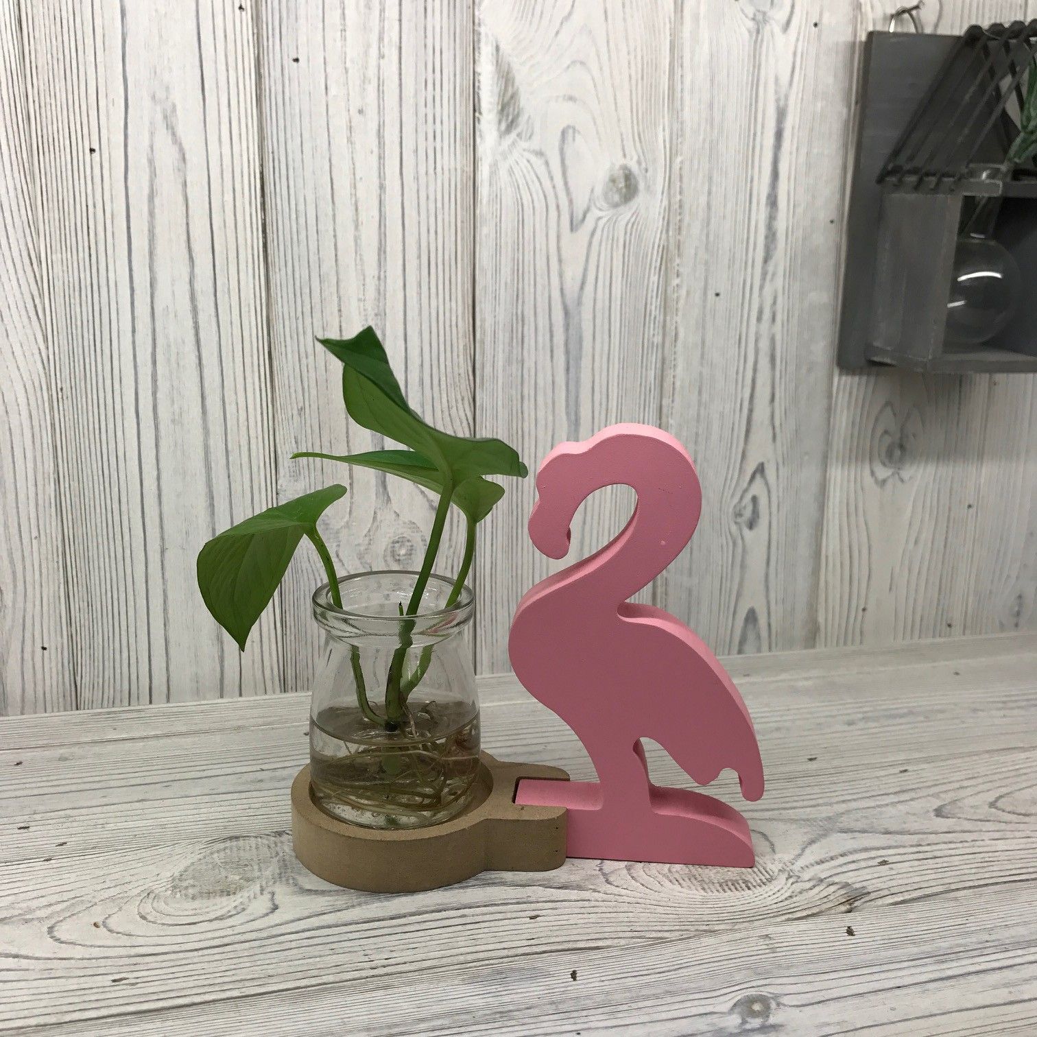 Industrial Hydroponic Display with Glass Tubes Iron Wood Frame Minimalistic Floral Vase Deco