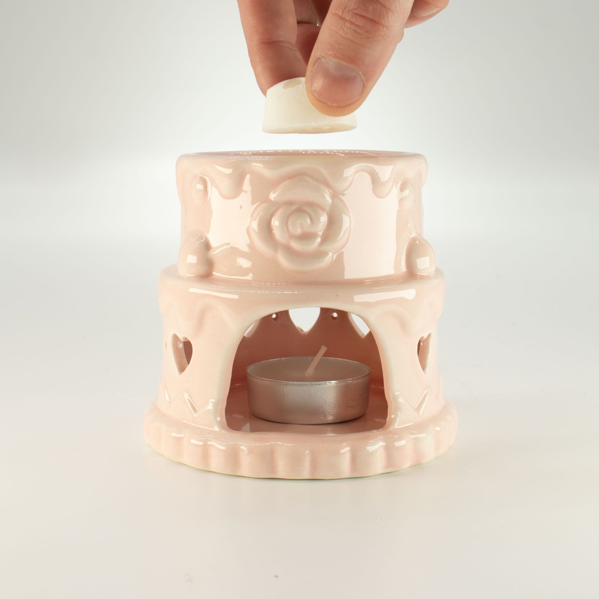 Ceramic Pink Oil Burner Hearts Design