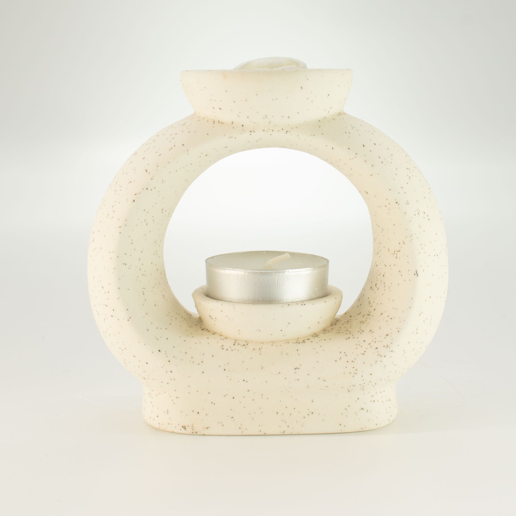 Large Ceramic Zen Oil Burner Oval Pebble Speckled Off White