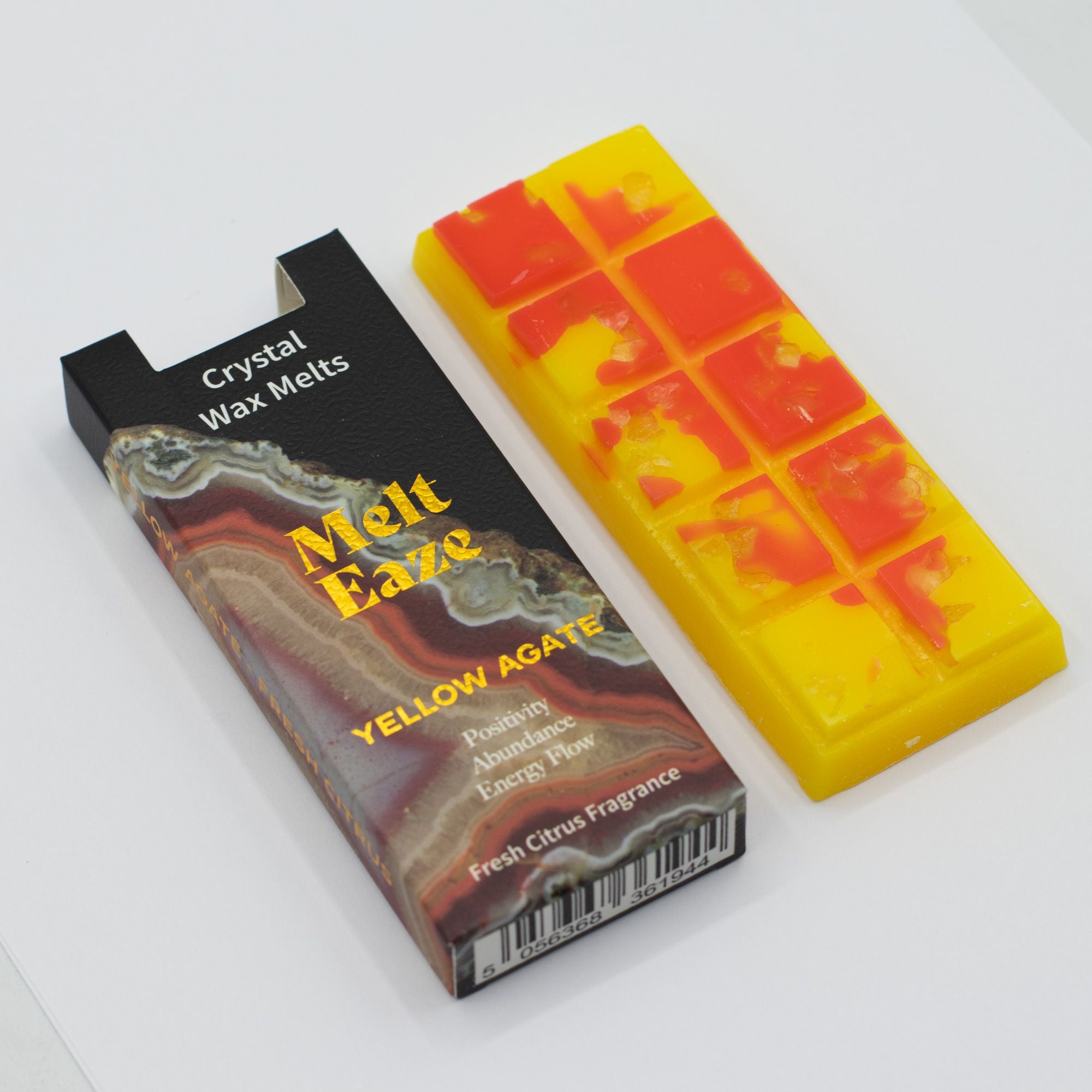 Fresh Citrus Crystal Wax Melts Bar With Real Yellow Agate Gemstone Chips