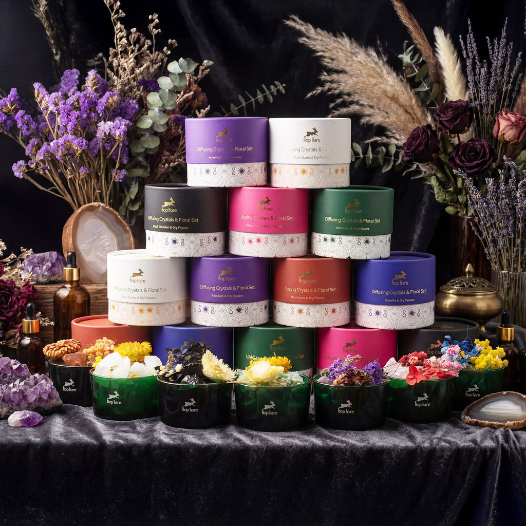 Diffusing Rock Crystals with Dried Florals Elegant Aromatherapy Décor