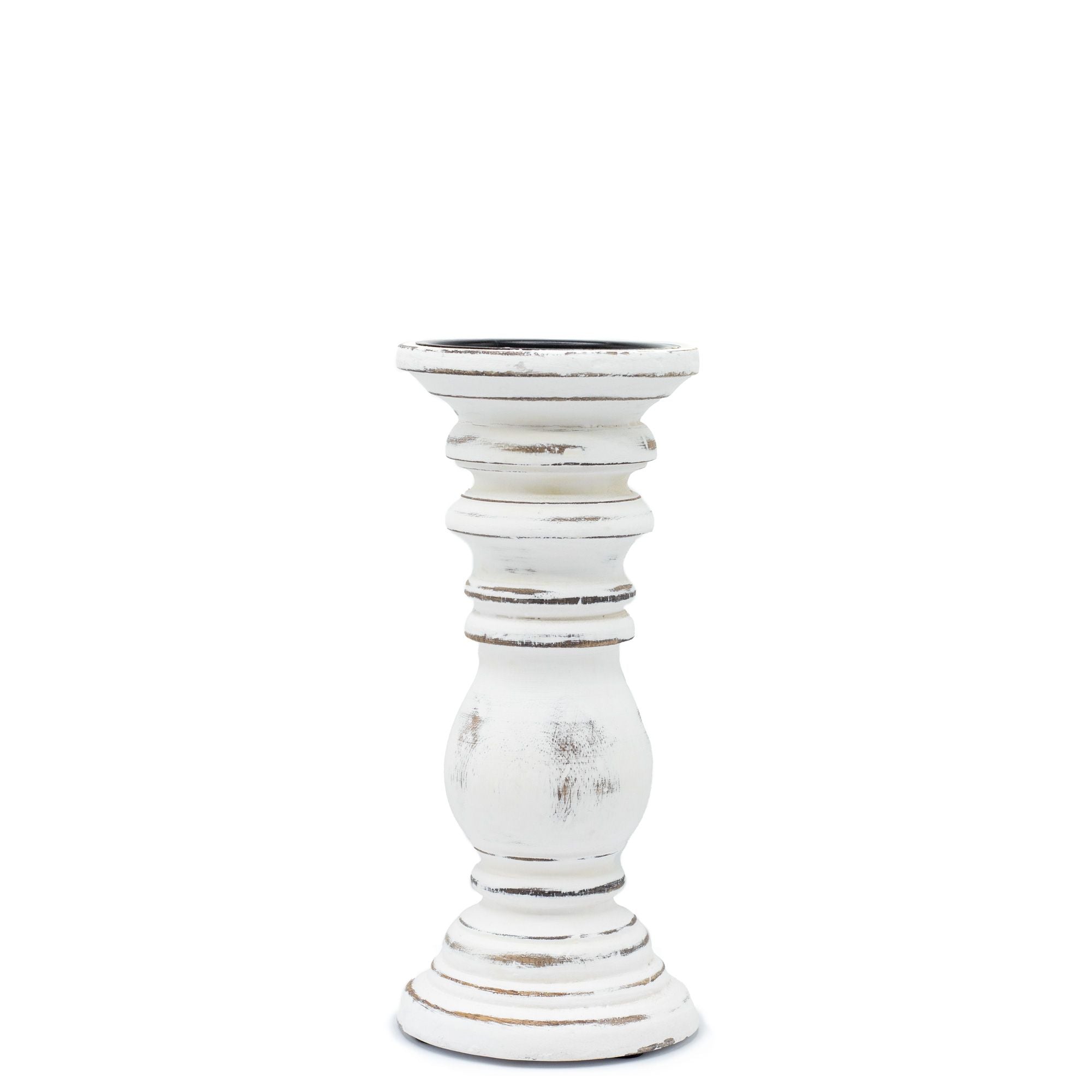 Classic Small Wooden Whitewash Candle Stand