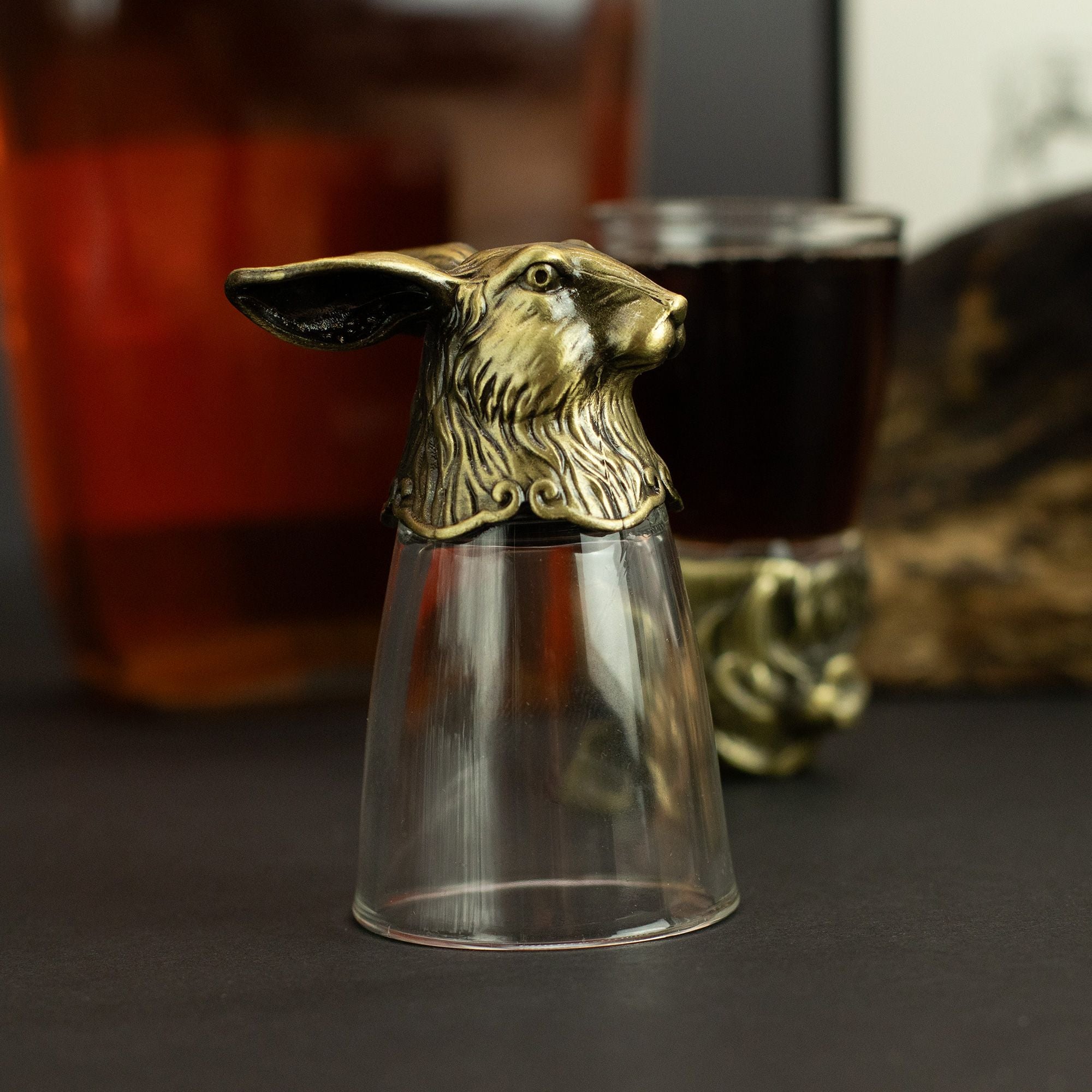 Gift Set of 12 Bottom Up Shot Glasses (25ml) - Forest & Mystical Creatures - Antique Bronze