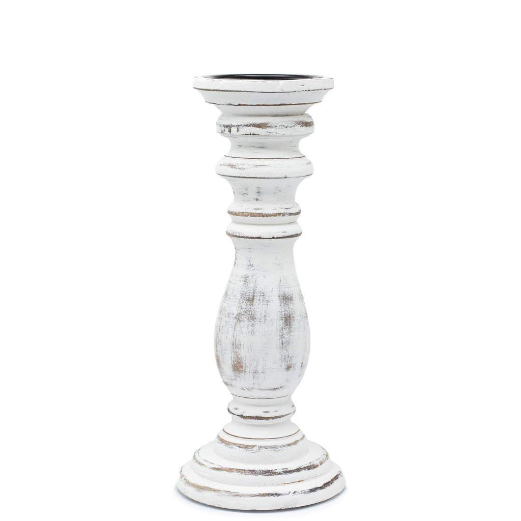 Classic Medium Whitewash Wooden Candle Stand