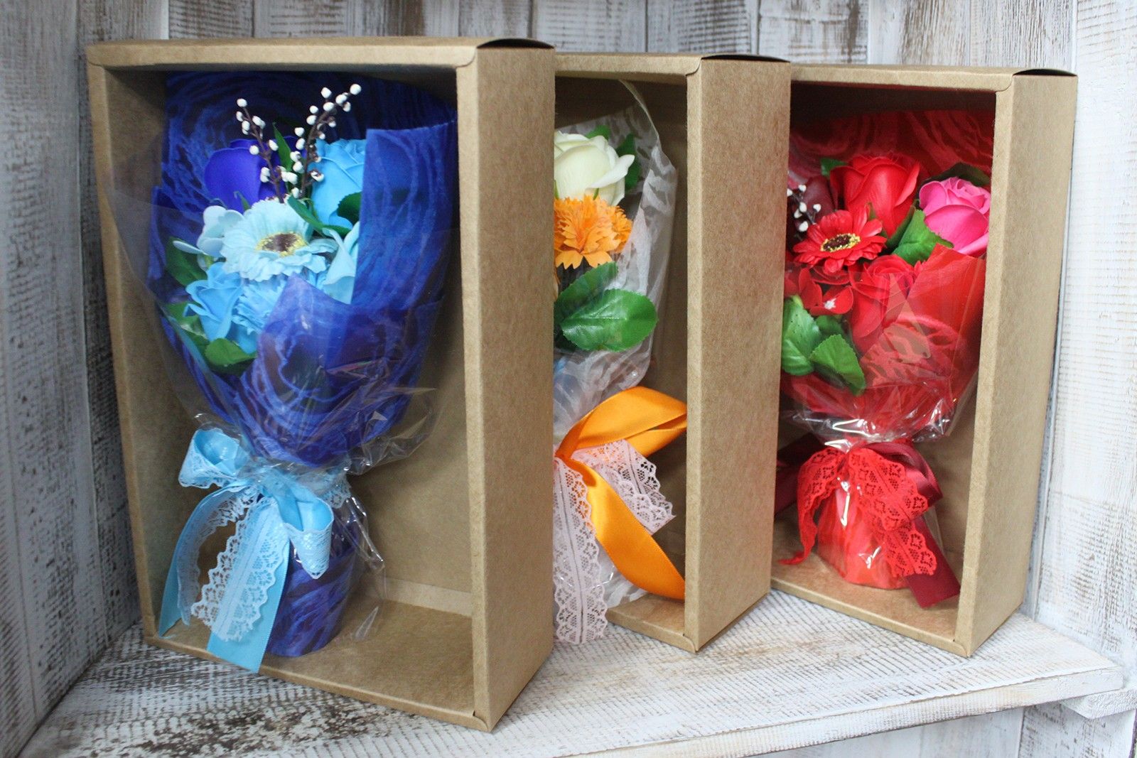 Colorful Flower Bouquet Soap Roses and Carnations Scented, Handmade, Dissolving Bath Treats
