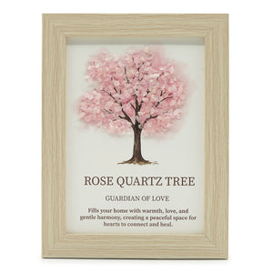 Rose Quartz Gemstone Crystal Decorative Picture Tree of Life Handmade