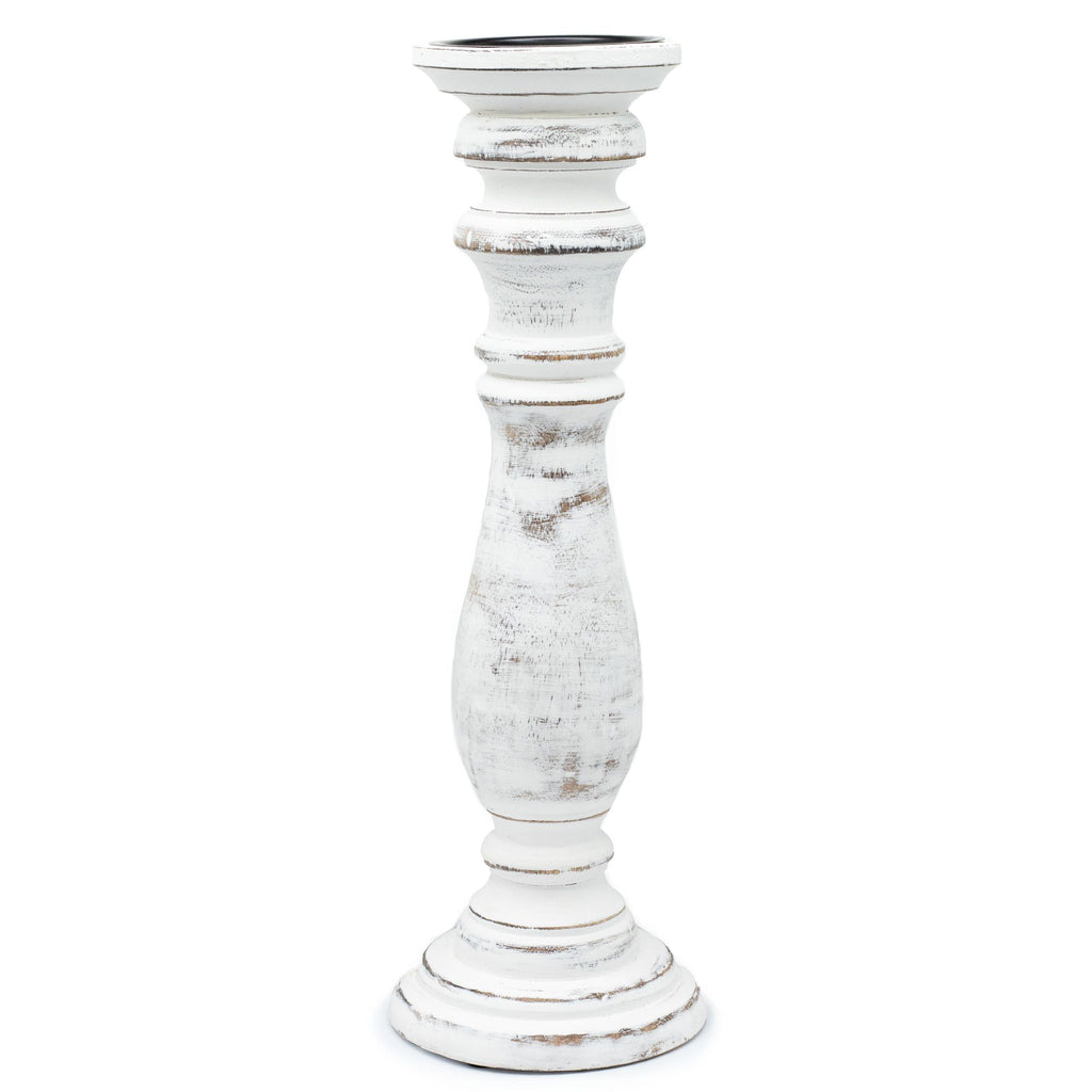 Large Classic Candle Stand Whitewash Natural Wood Grain