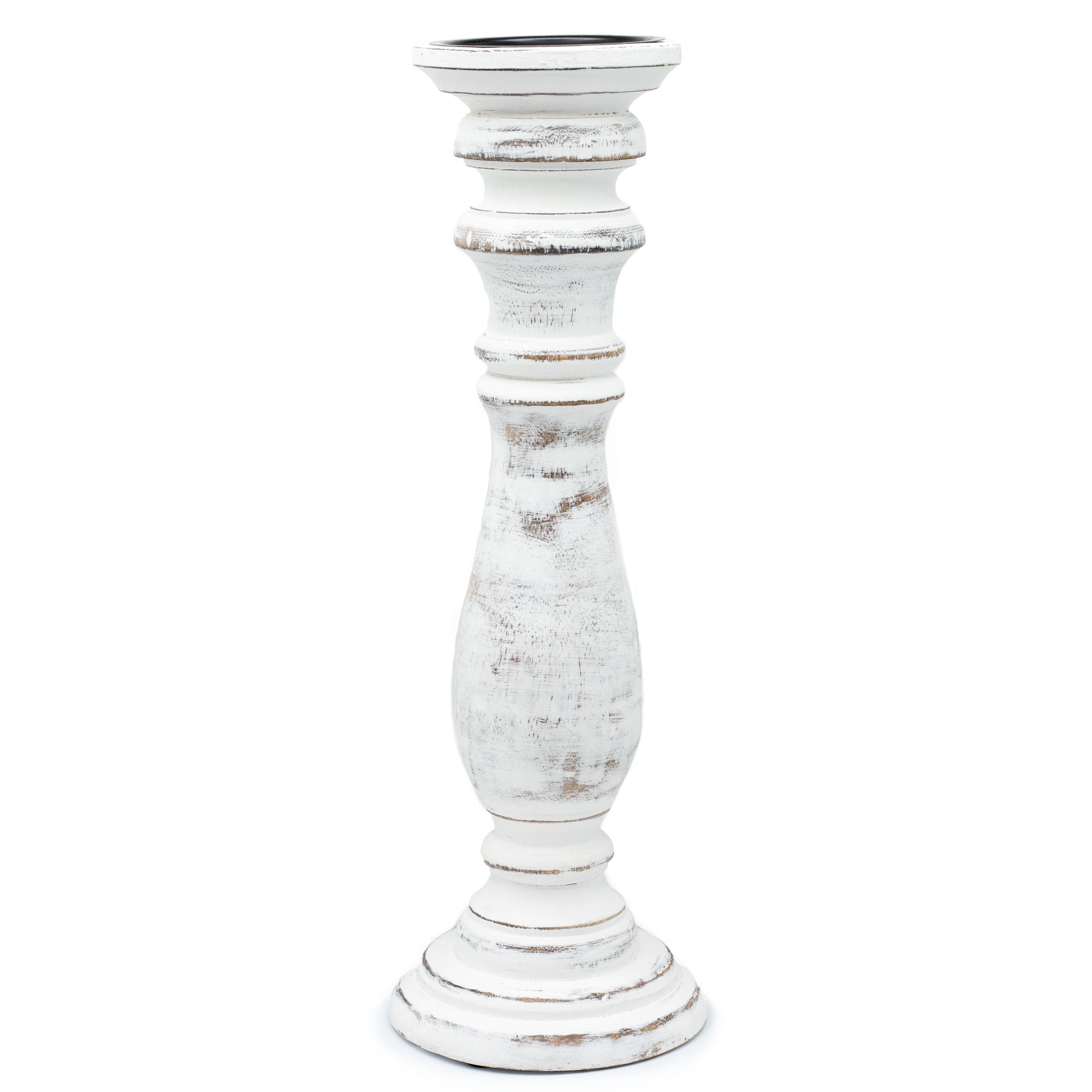 Large Classic Candle Stand Whitewash Natural Wood Grain