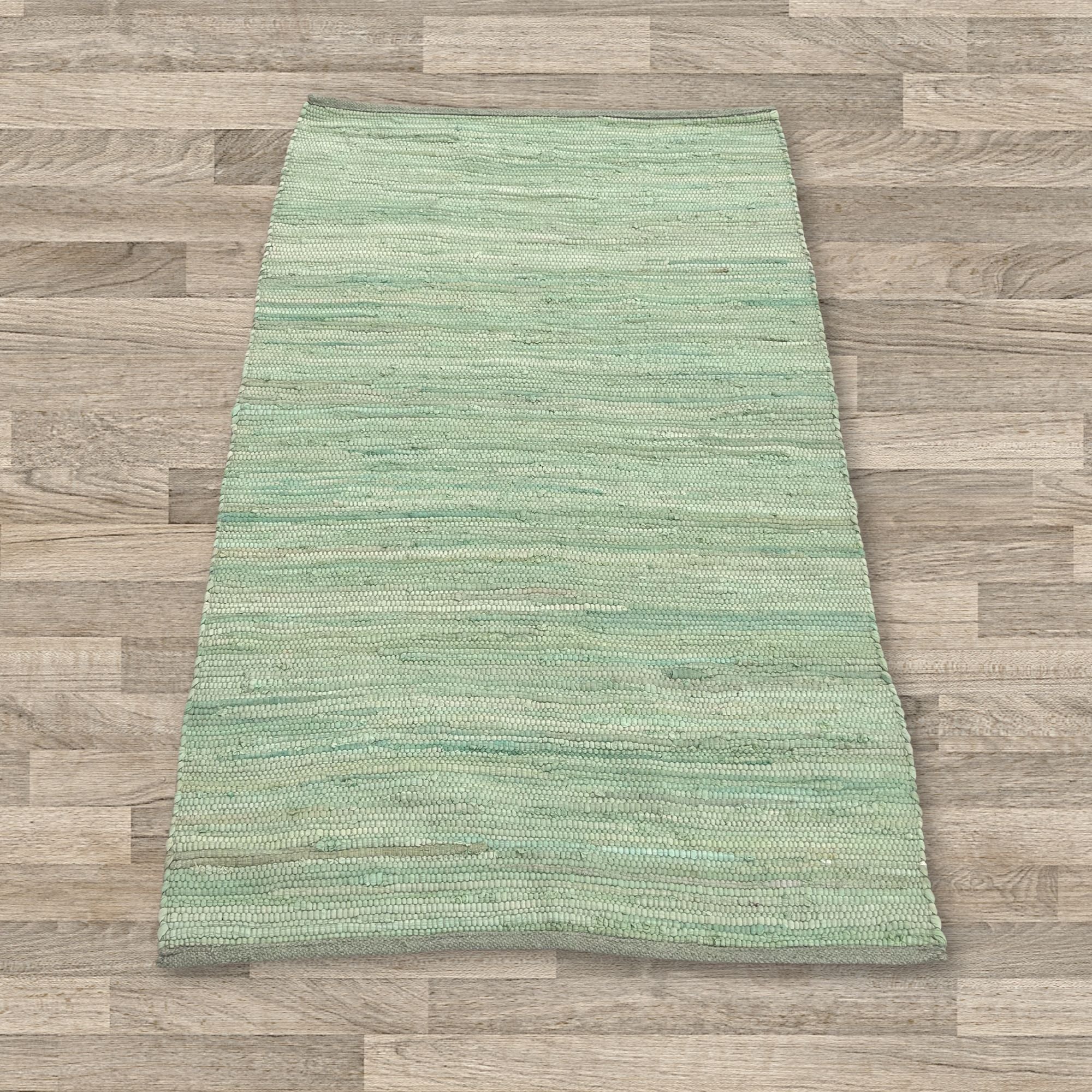 Cotton Rug - Aqua Colour SMALL Indian Handloom