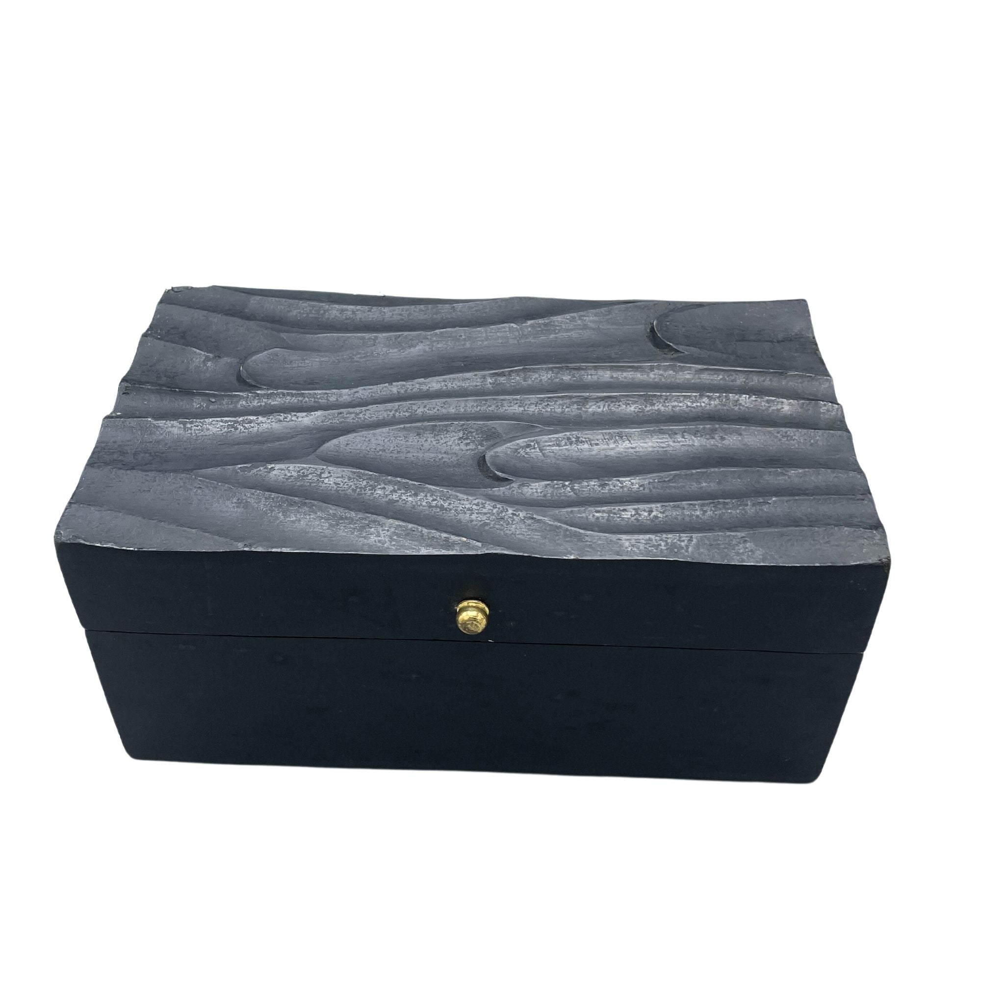 Decorative Wooden Box Vintage Décor Black Swirls Design