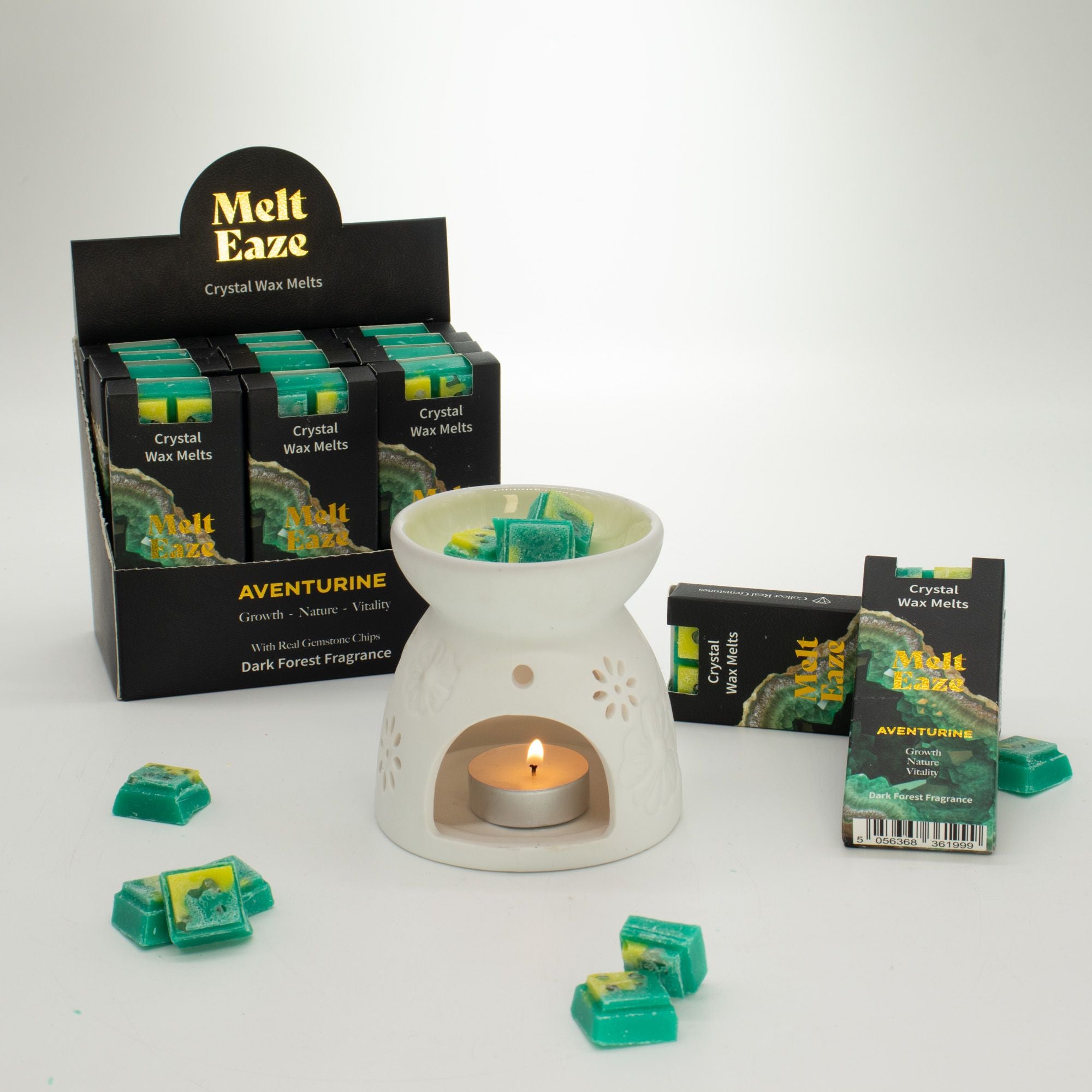 Emerald Forest Crystal Wax Melts Bar With Real Aventurine Gemstone Chips
