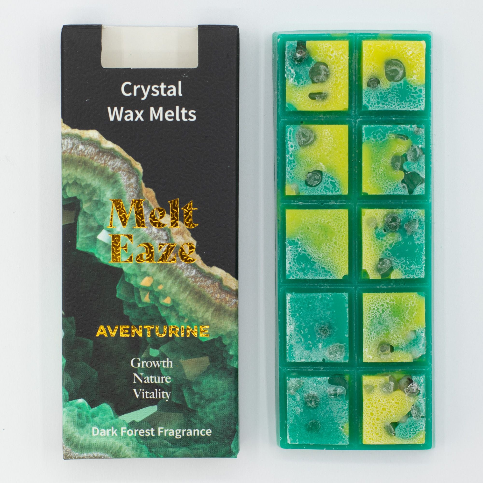 Emerald Forest Crystal Wax Melts Bar With Real Aventurine Gemstone Chips