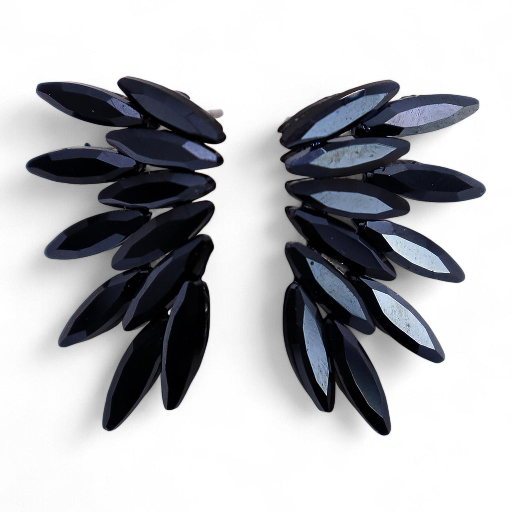Jet Black - Vintage Glass - Faries - Earrings