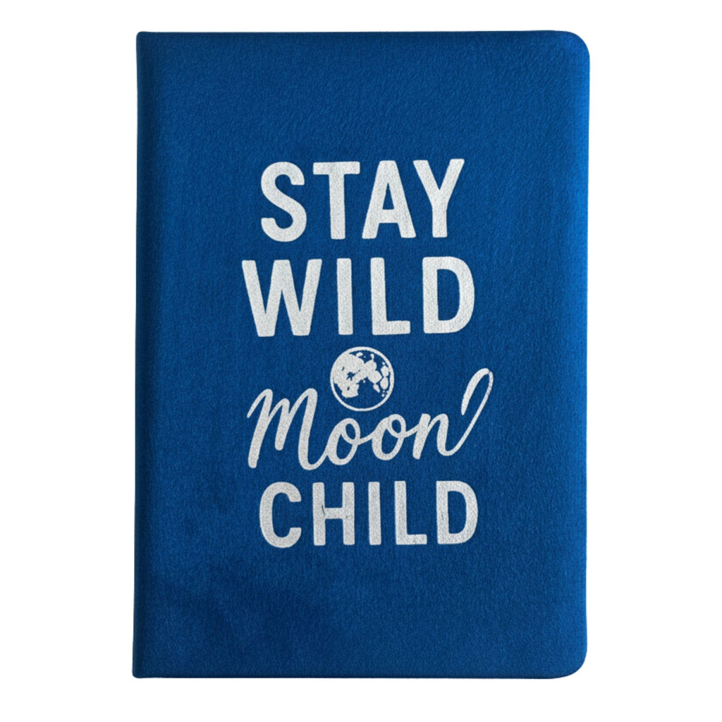 Dark Blue Velvet Notebook - Stay Wild Moon Child