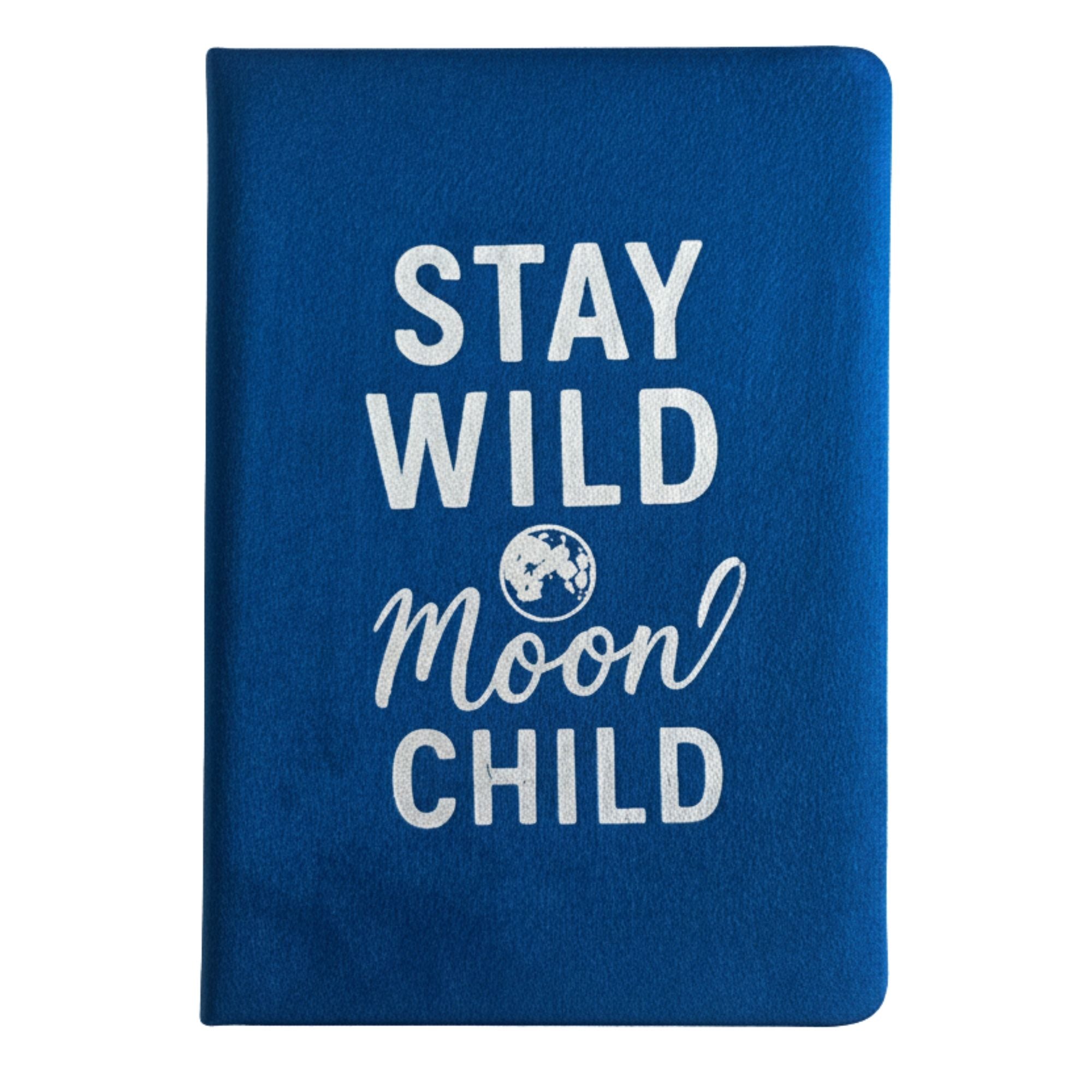 Dark Blue Velvet Notebook - Stay Wild Moon Child
