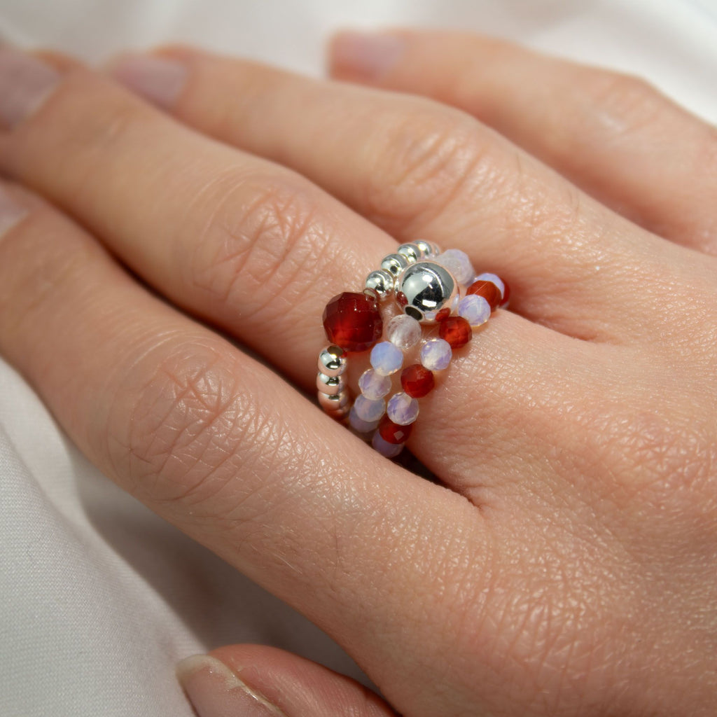 Spirit Gemstone Ring Set Blood Moon