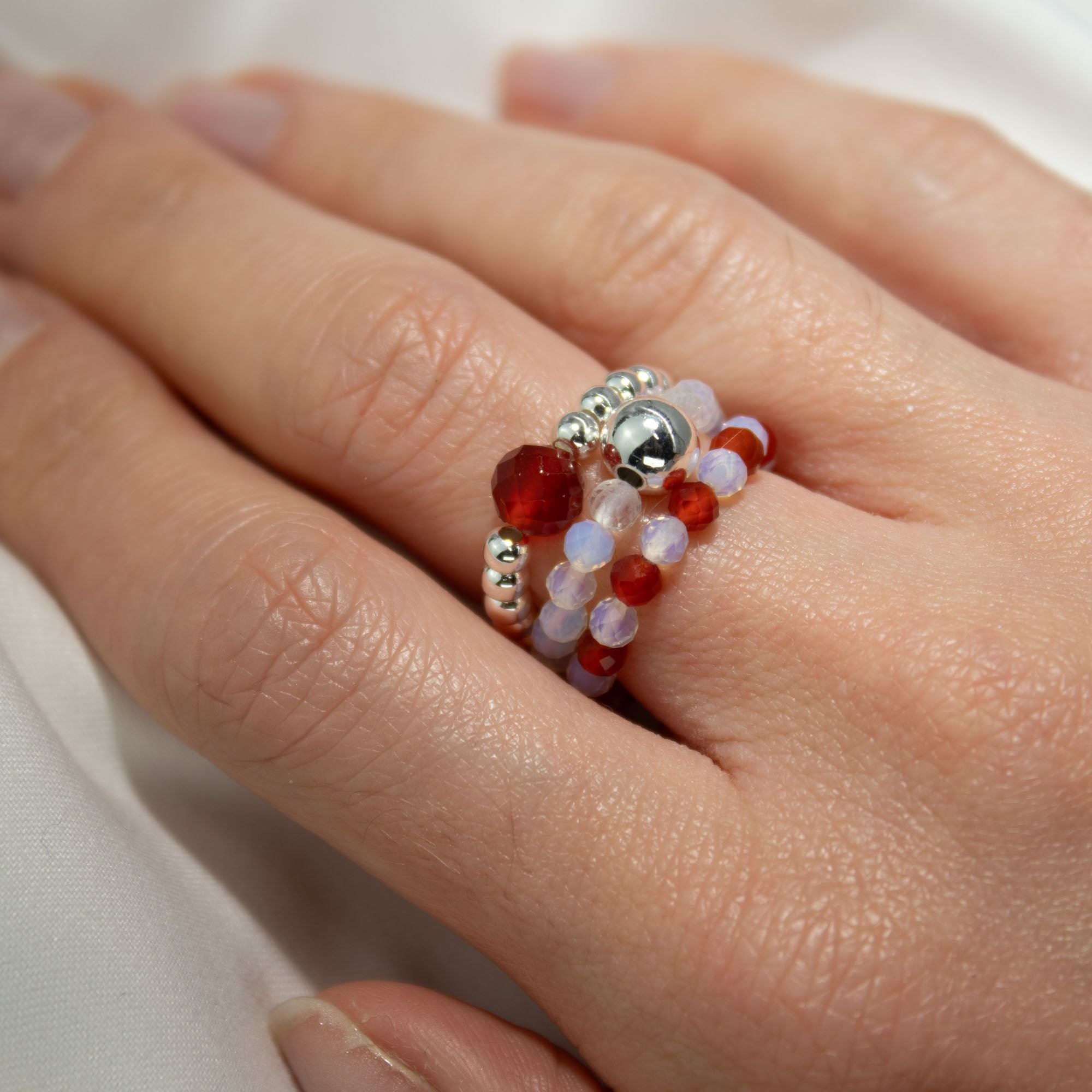 Spirit Gemstone Ring Set Blood Moon