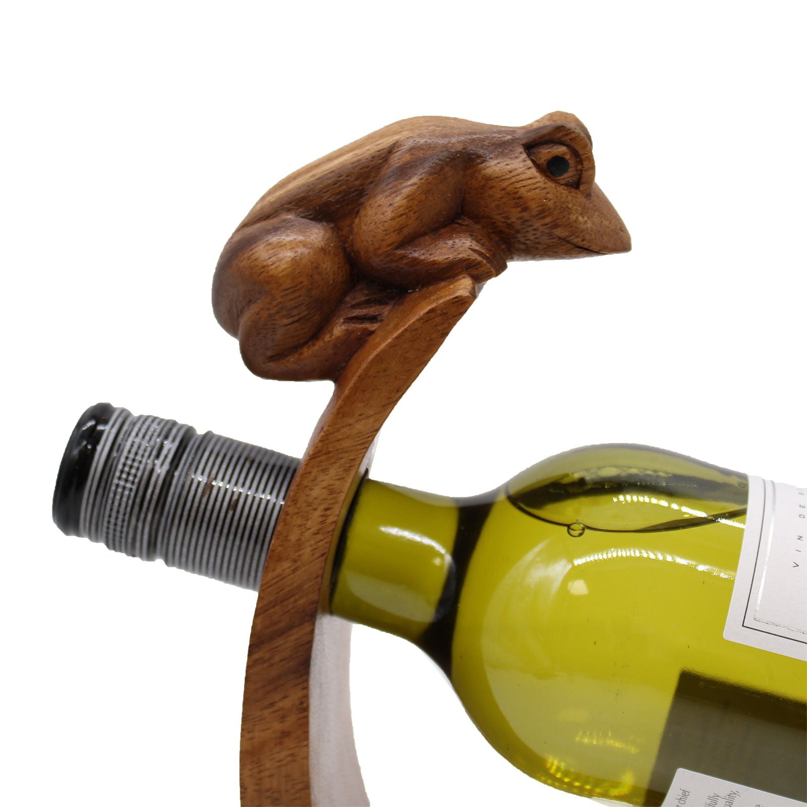 Balance Wine Holder Frog Design Handcarved Handmade Suar Wood