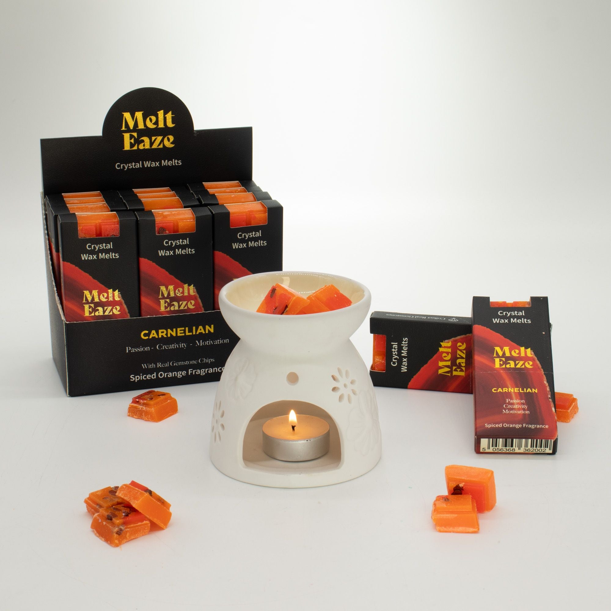 Spiced Orange Crystal Wax Melts Bar With Real Carnelian Gemstone Chips