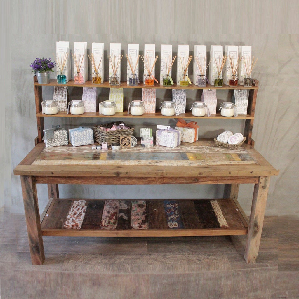 Recycled Home Furniture A&C 2.2m Standard Table with top shelf