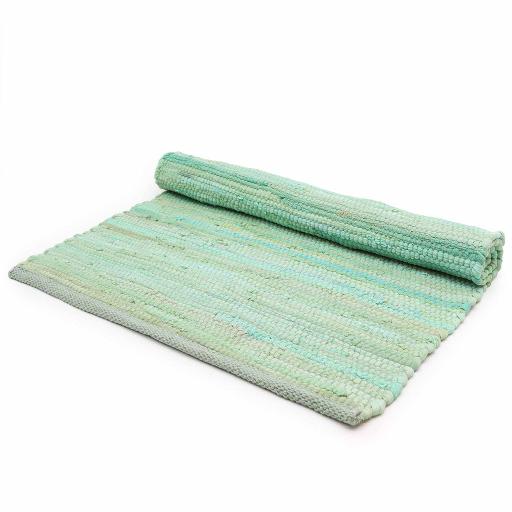 Cotton Rug - Aqua Colour LARGE Indian Handloom