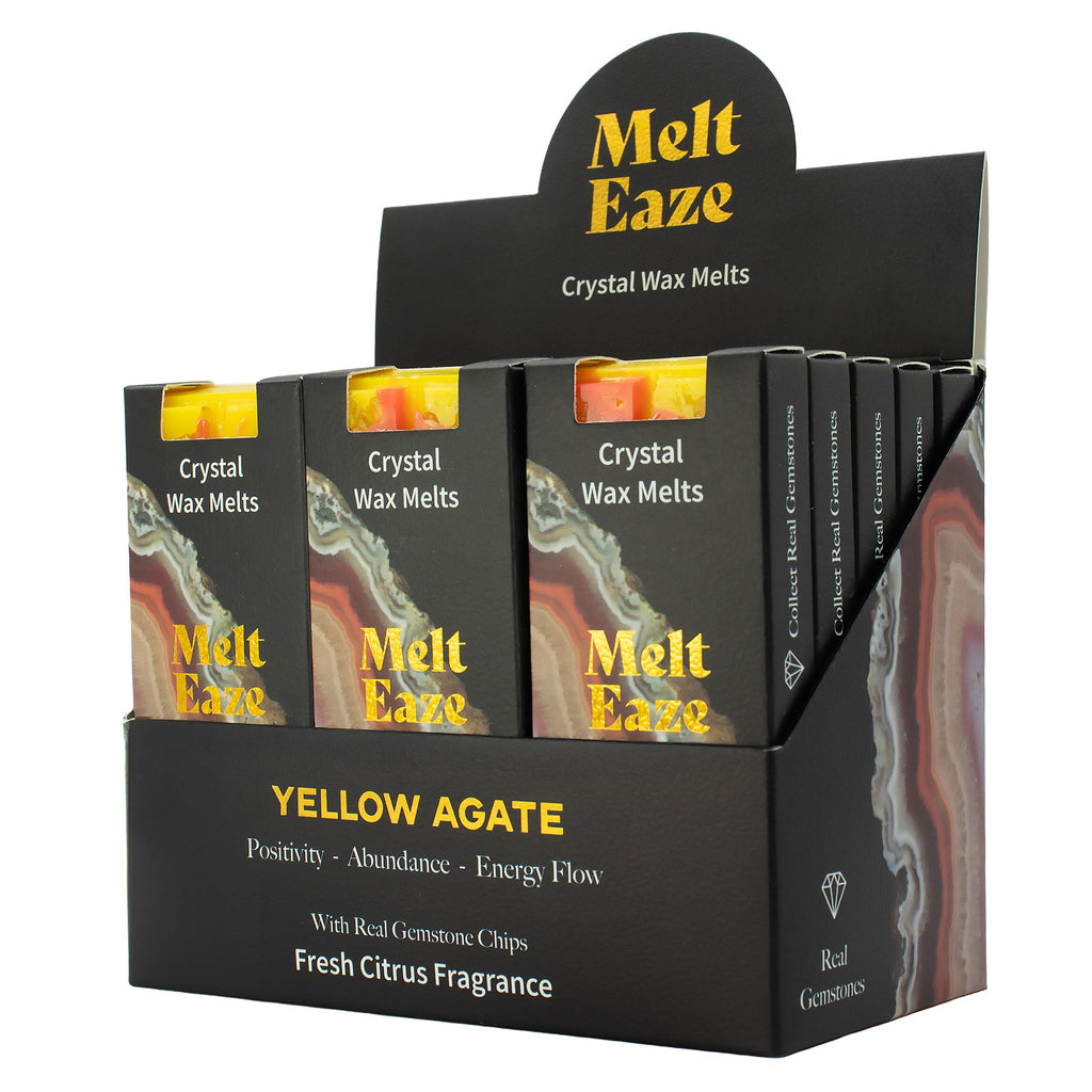 Fresh Citrus Crystal Wax Melts Bar With Real Yellow Agate Gemstone Chips