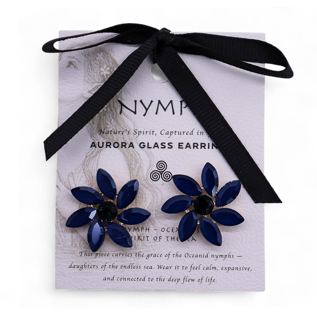 Royal Blue - Vintage Glass - Flowers - Earrings